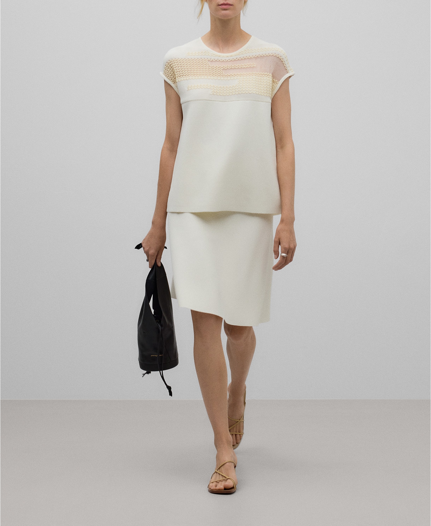 Semi-transparent jacquard sweater woman image number 1