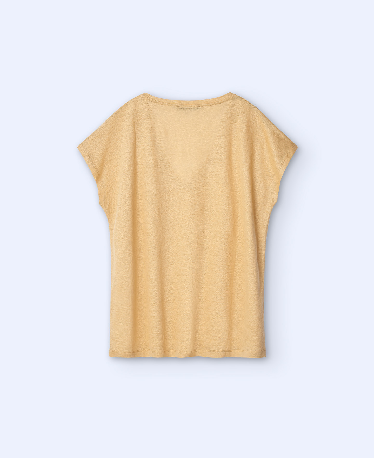 Camiseta en lino con cuello pico image number 1