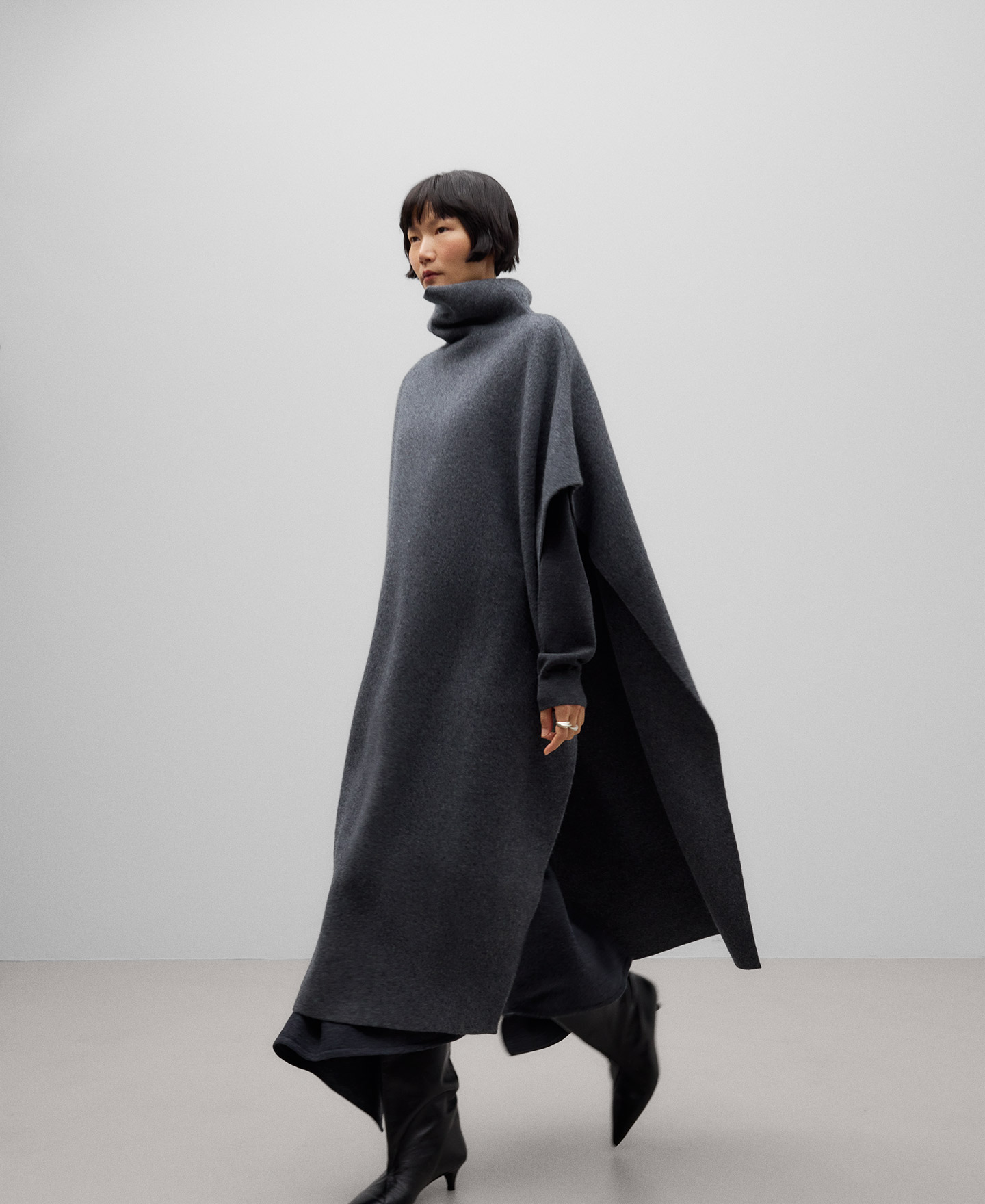 美品 LOUREN asymmetry cape pencil dress louren asymmetry cape pencil dress