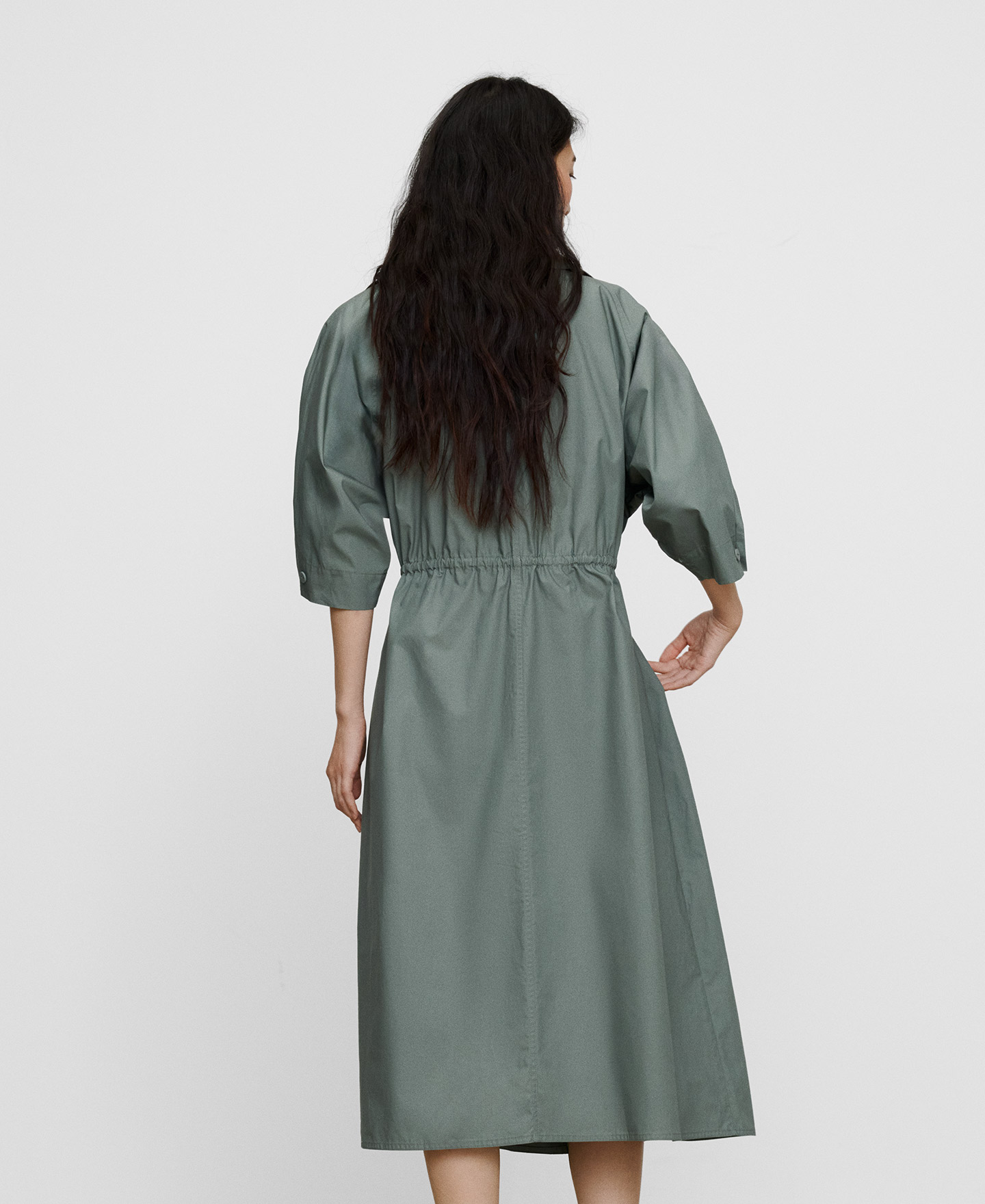 Vestido trench coat com gola em funil image number 2