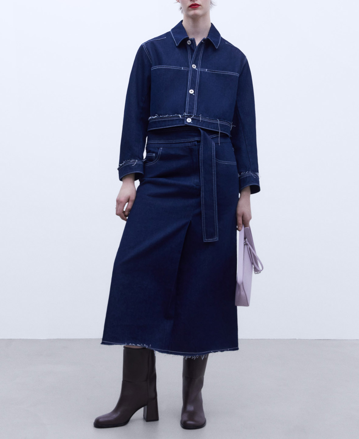 Midi denim skirt image number 1