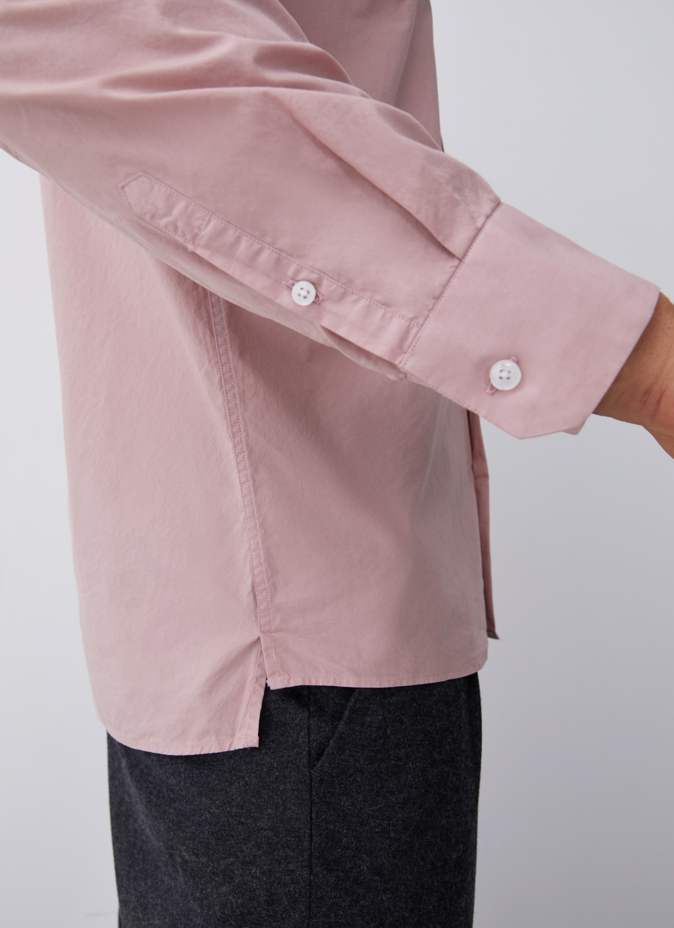 Cotton shirt with mandarin collar image number 3