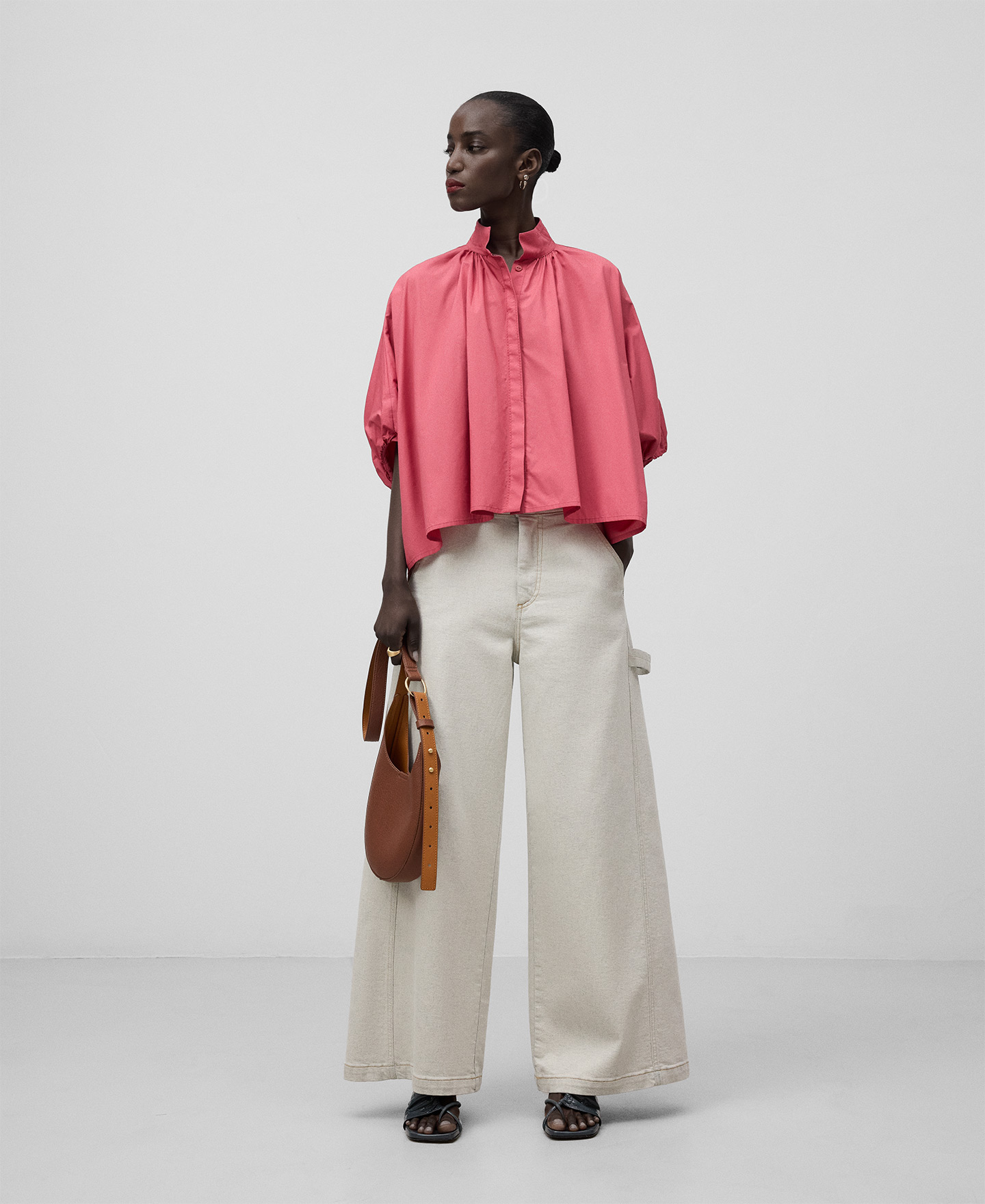 Weites Hemd gerafft Damen image number 1
