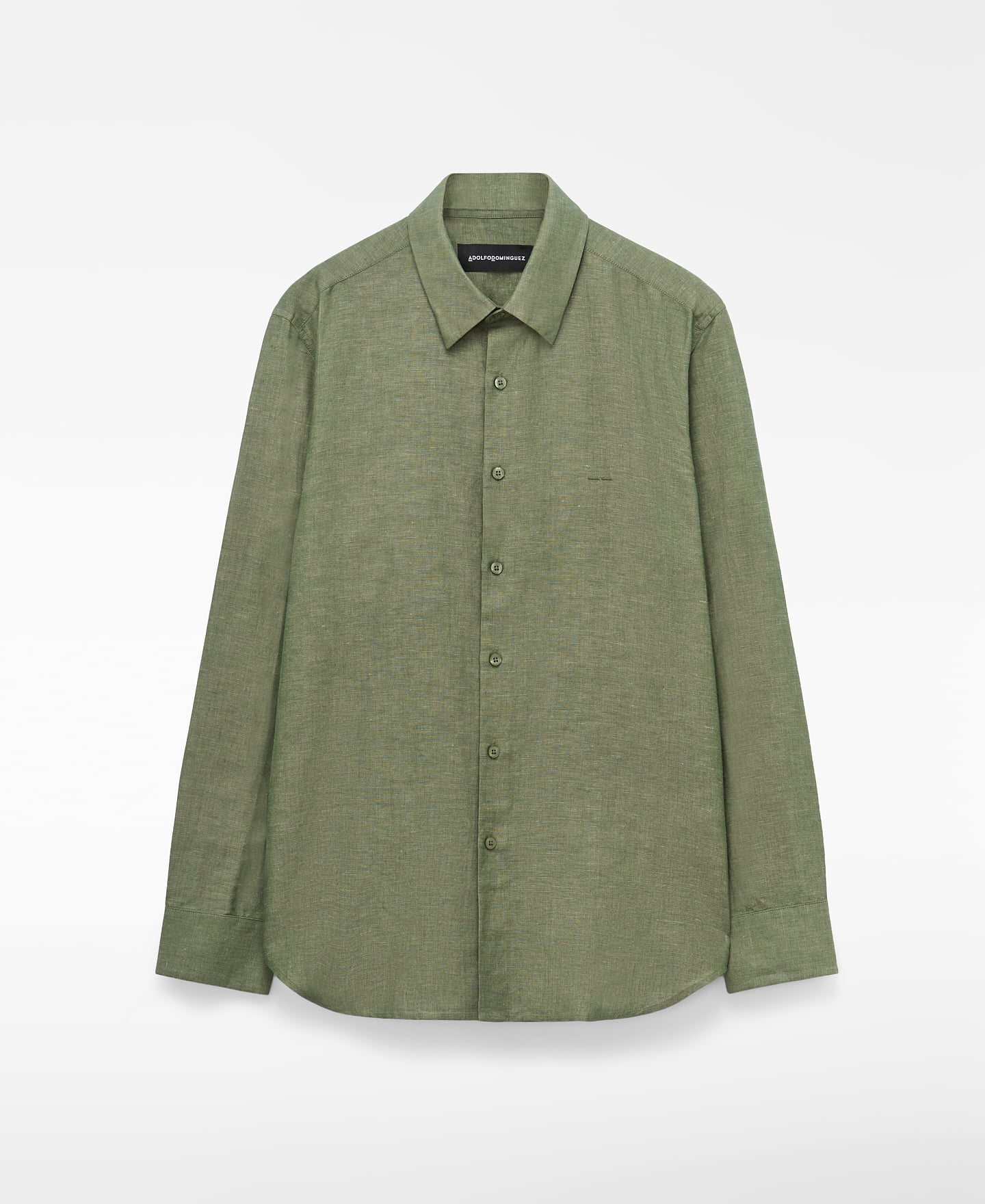 Chemise regular fit col italien lin image number 0