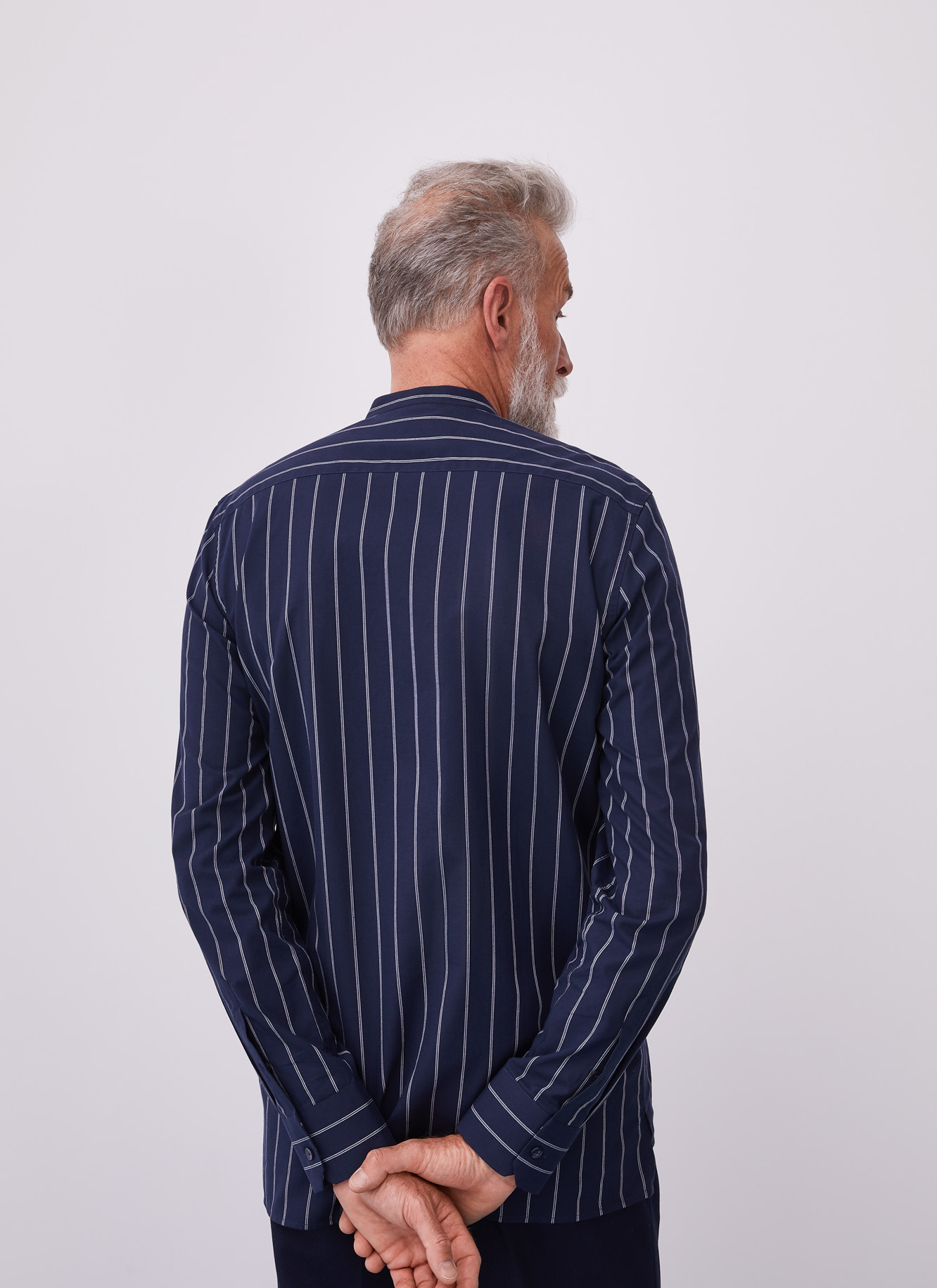Mandarin collar cotton shirt image number 3