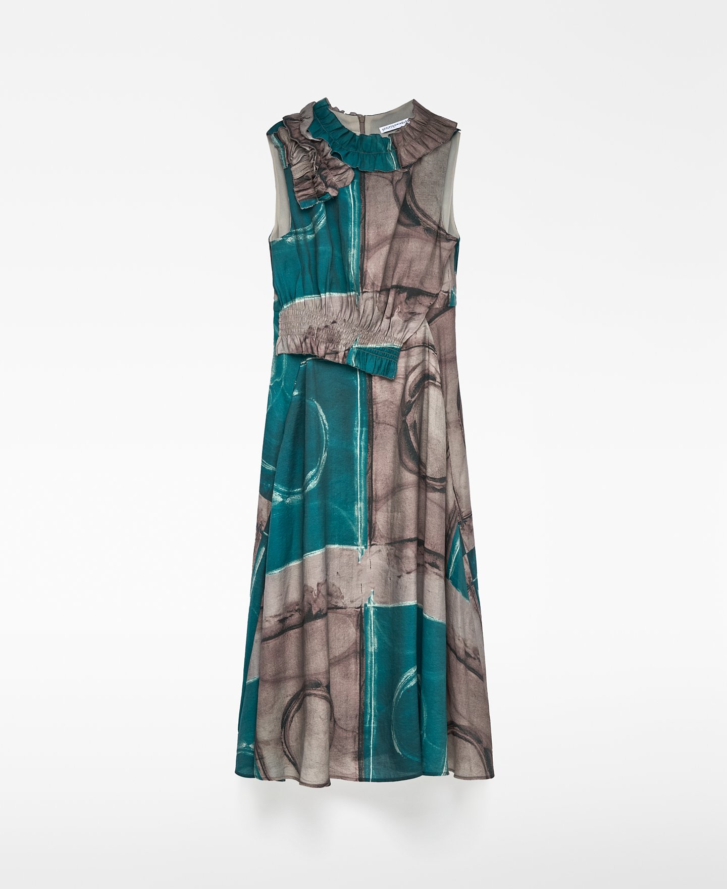 Printed dress with ruffles woman image number 4