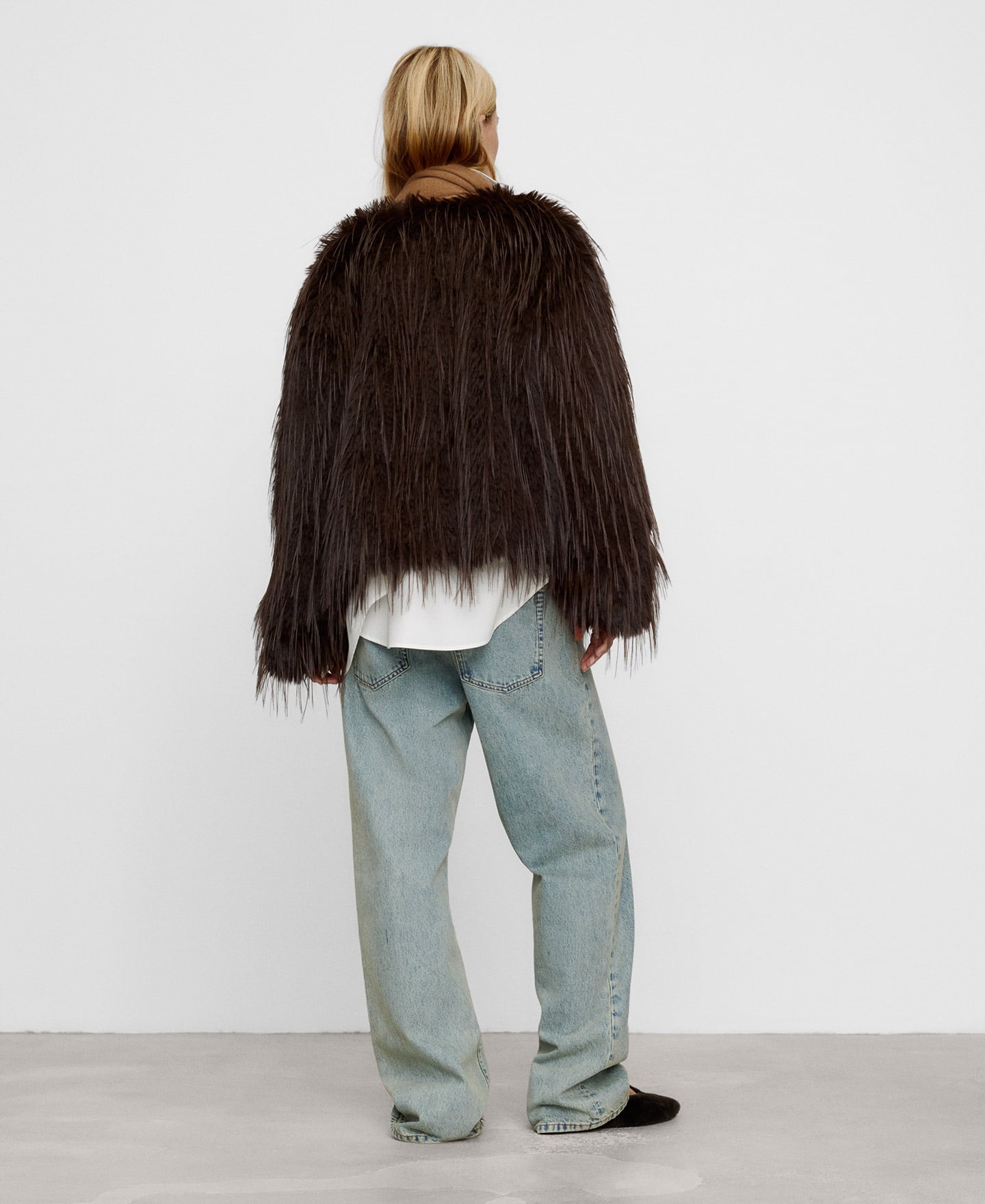 Long-haired faux fur coat image number 2