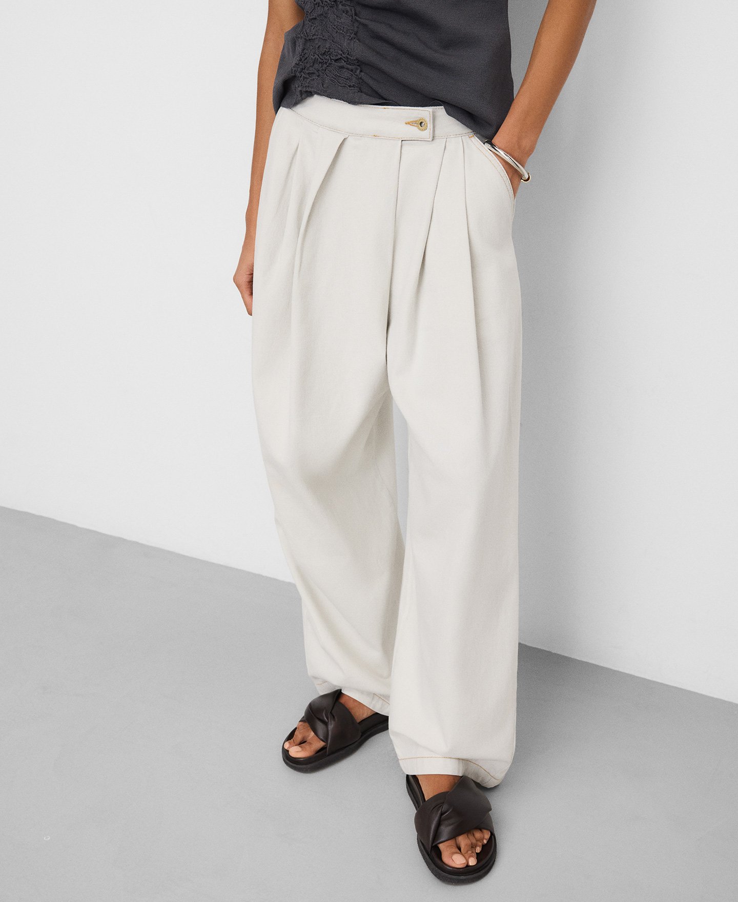 Pantal&oacute;n baggy cruzado denim algod&oacute;n image number 0