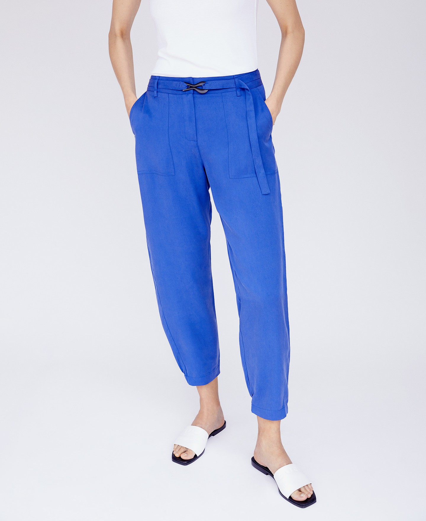 Ankle length trousers in lyocell image number 1