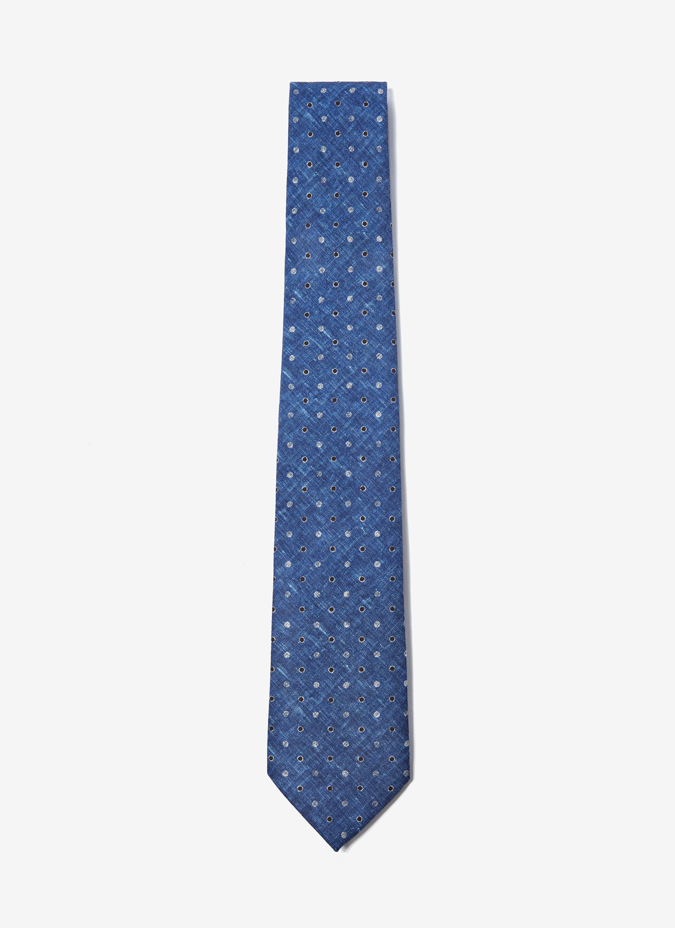 Denim tie with polka dots image number 0