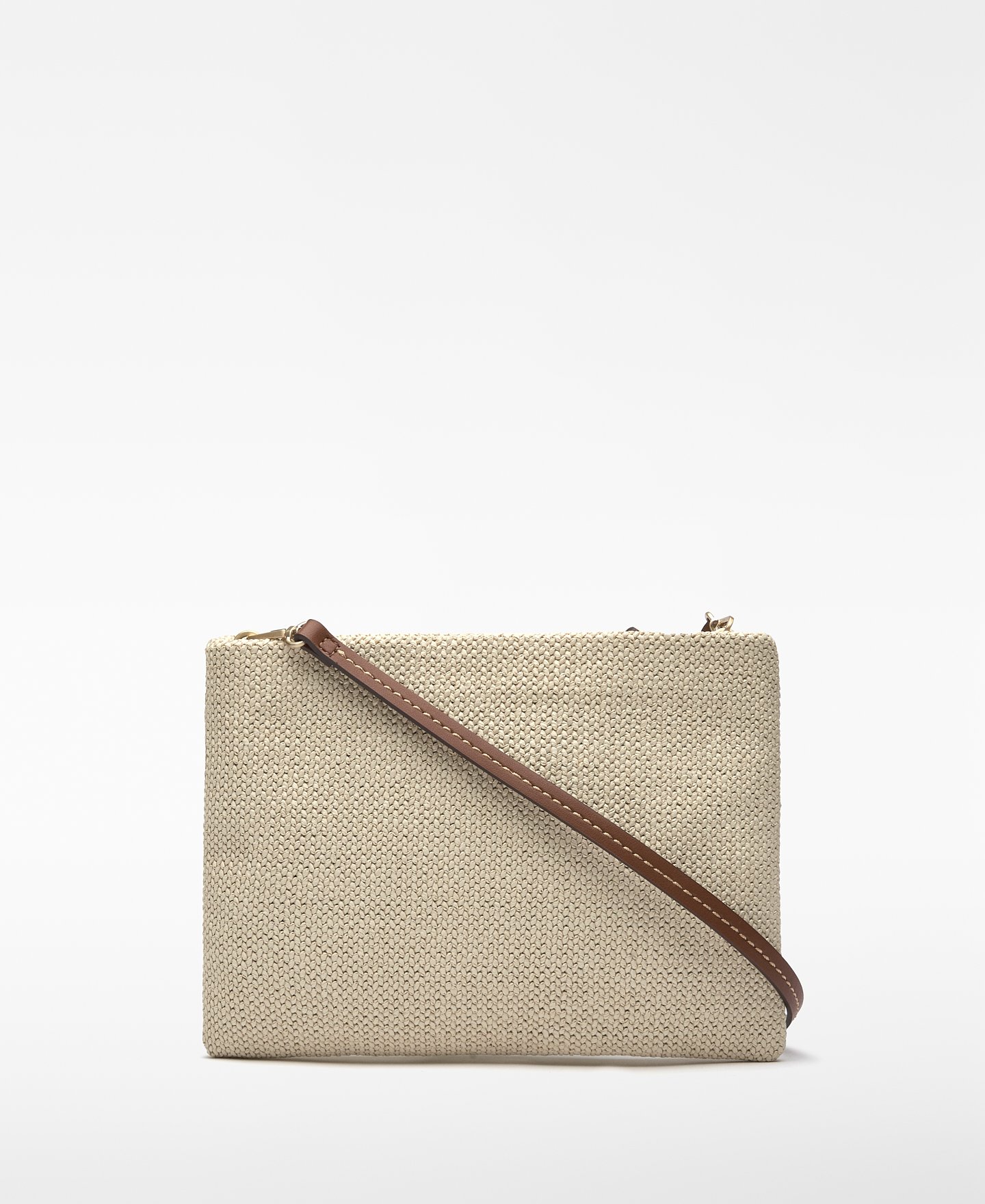 Raffia-textured shoulder bag woman image number 1