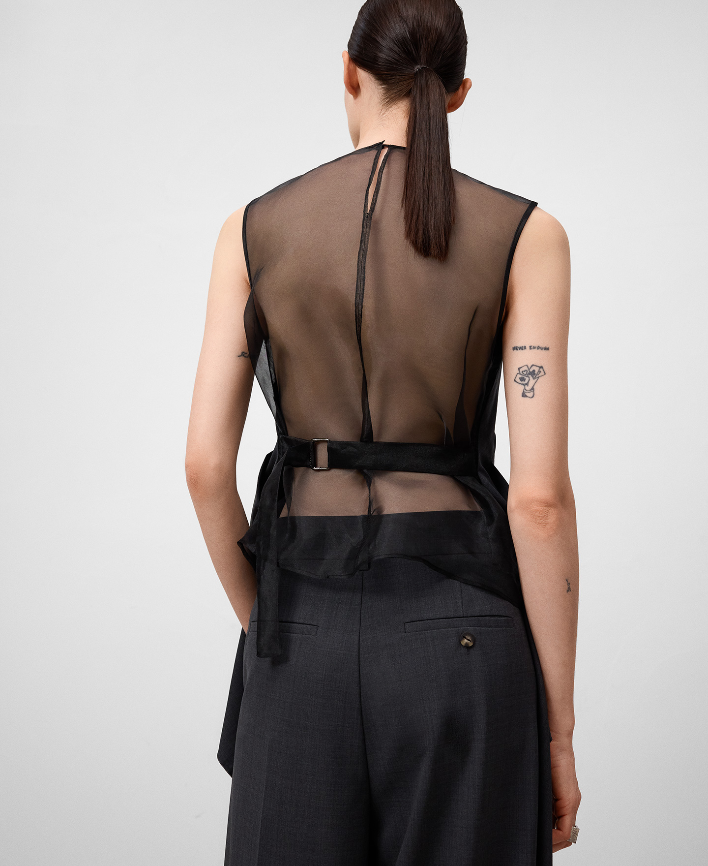 Top organza pieza superpuesta mujer image number 2