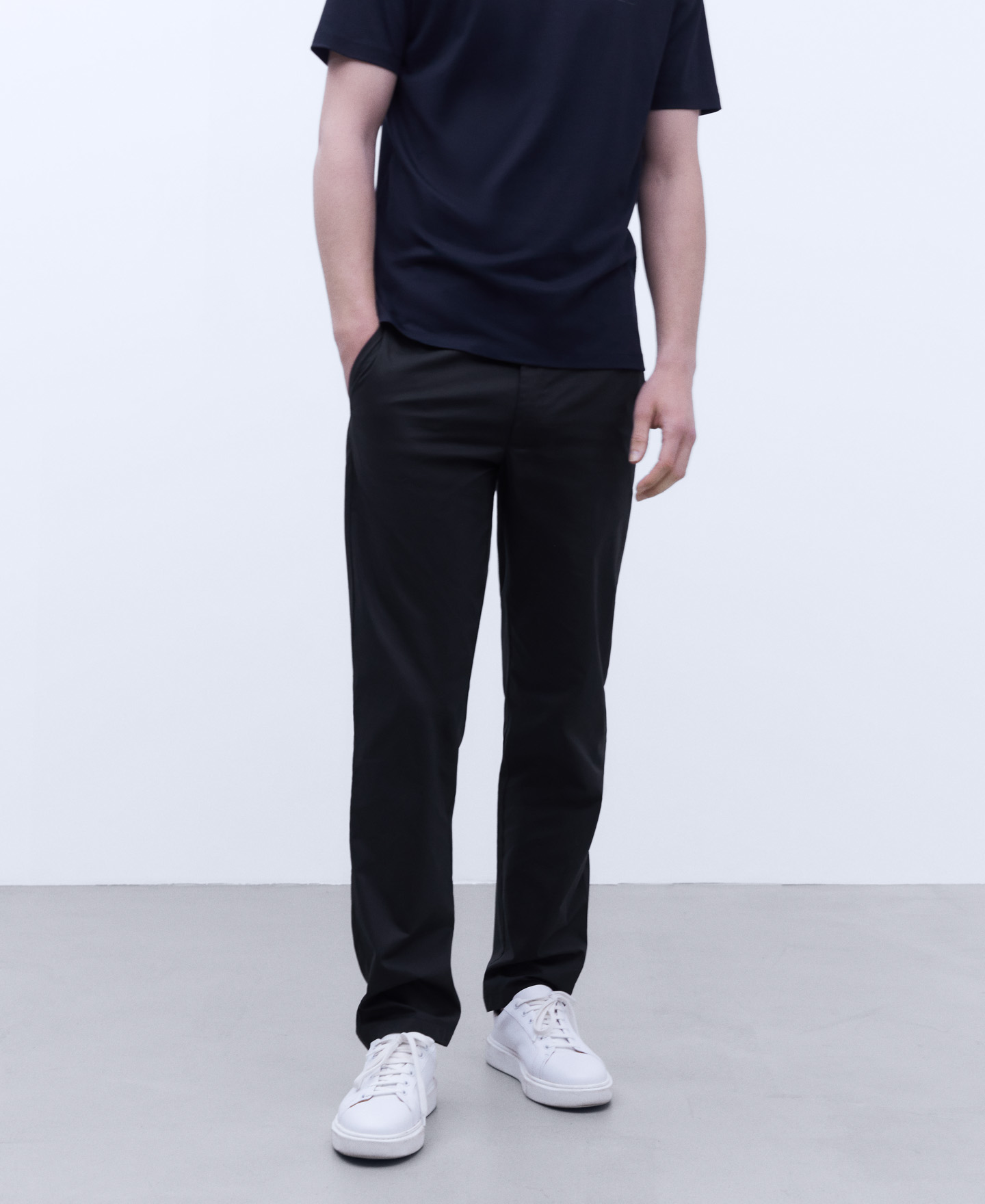 Cotton poplin straight trousers image number 0