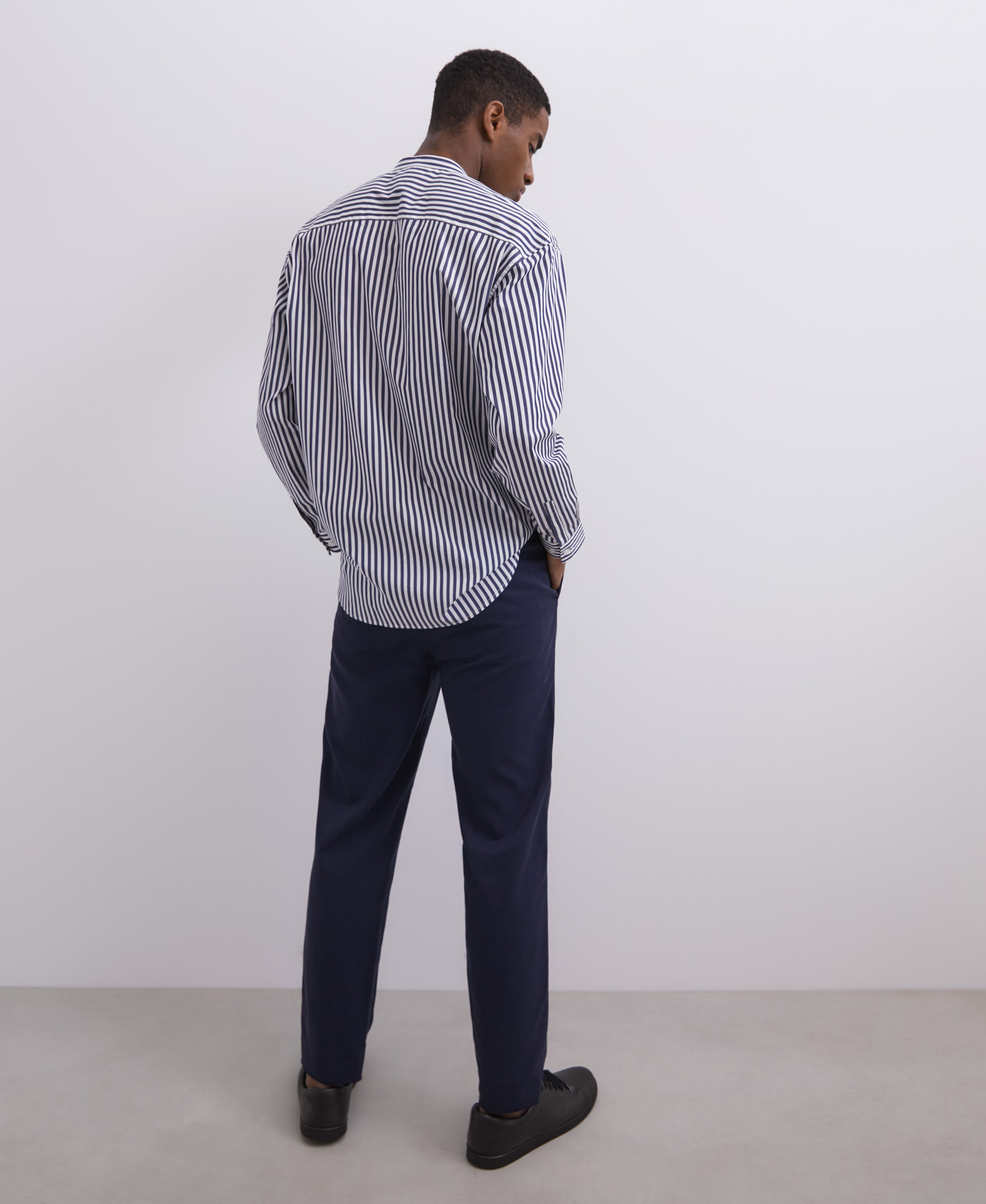 Mandarin collar sailor stripe shirt image number 1