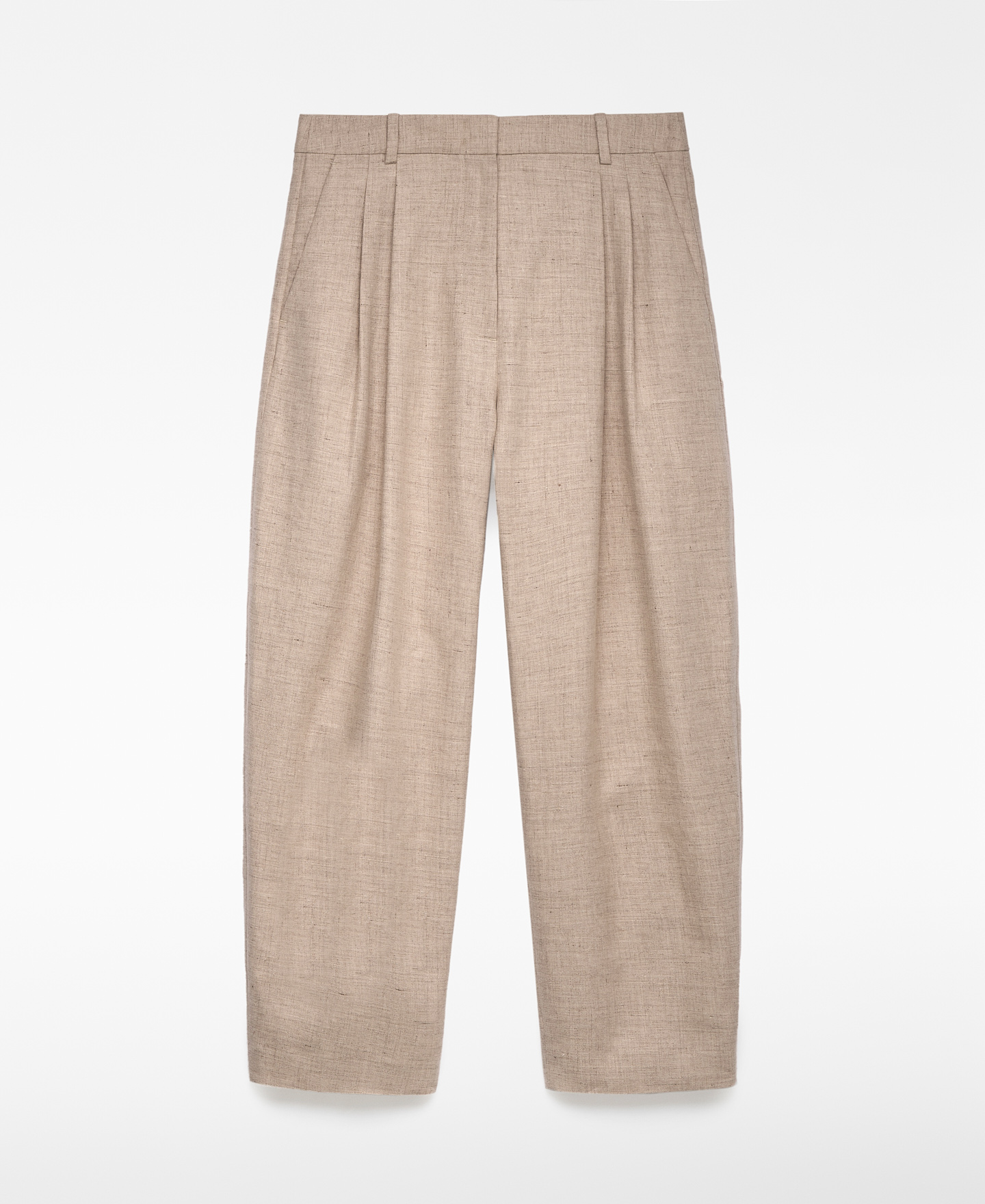 Linen blend barrel fit trousers woman image number 6