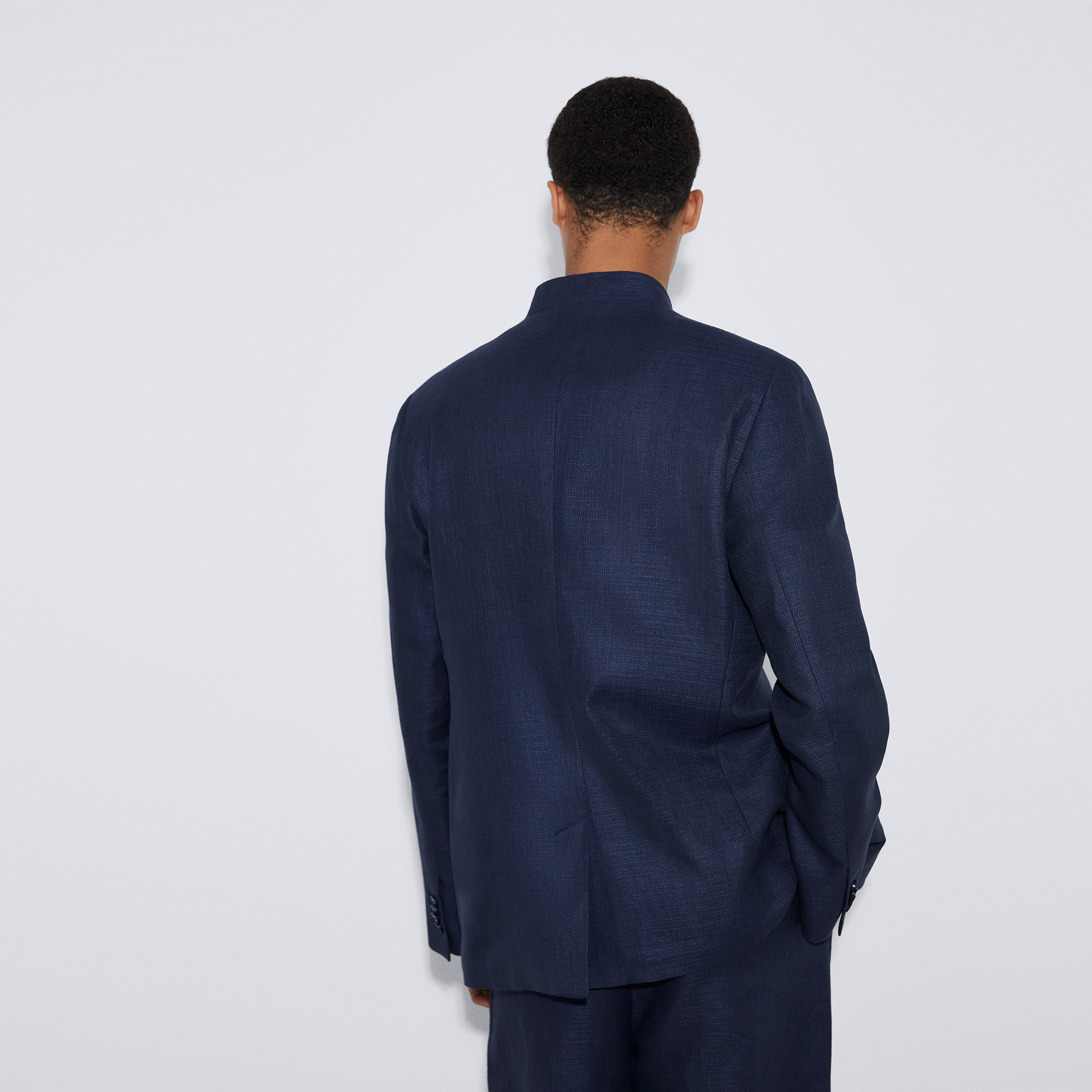 Cotton and linen Mao collar blazer image number 2