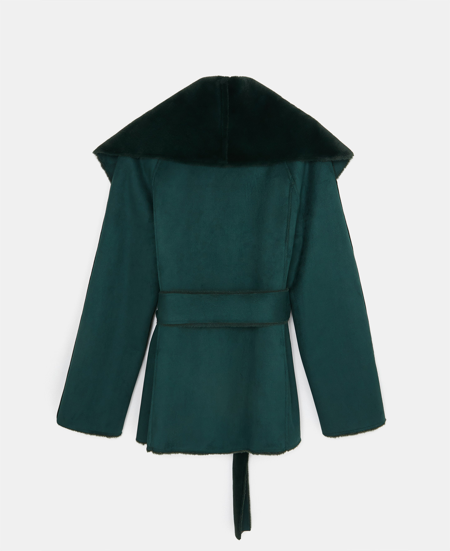 Shawl collar coat with bow closure image number 5