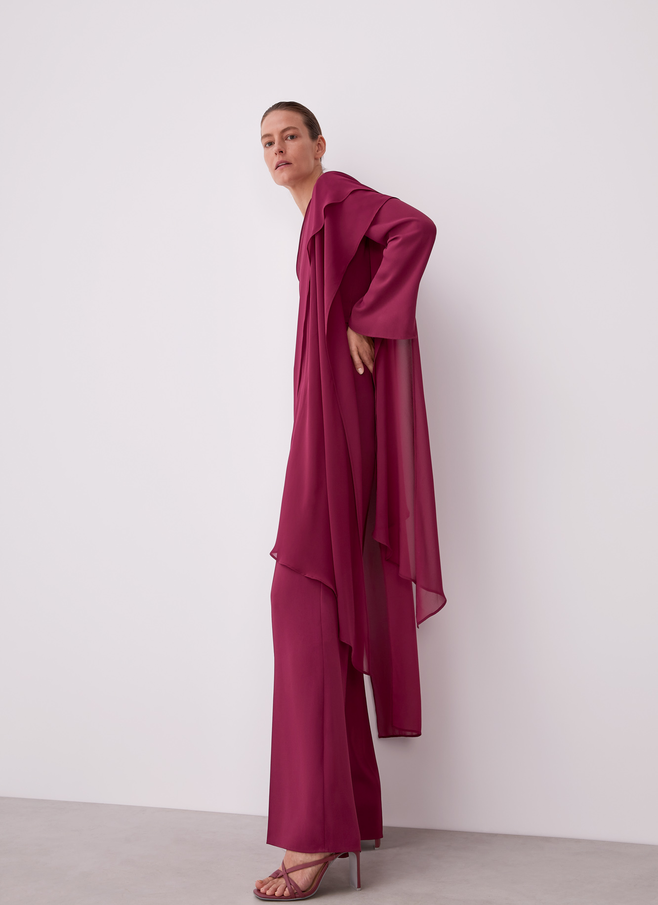 Asymmetric jumpsuit with overlayer image number 3