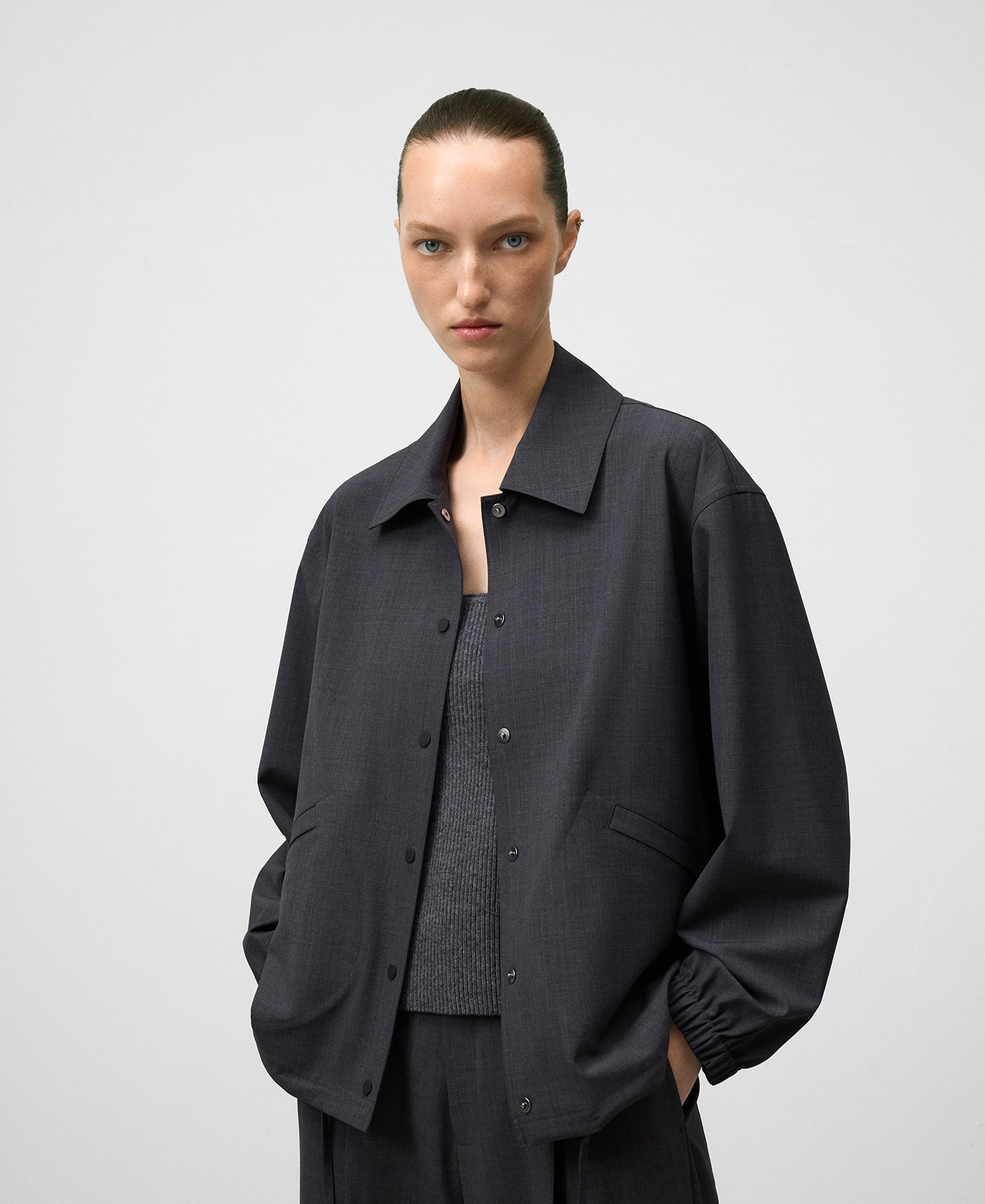 Overshirt with adjustable hem woman image number 0