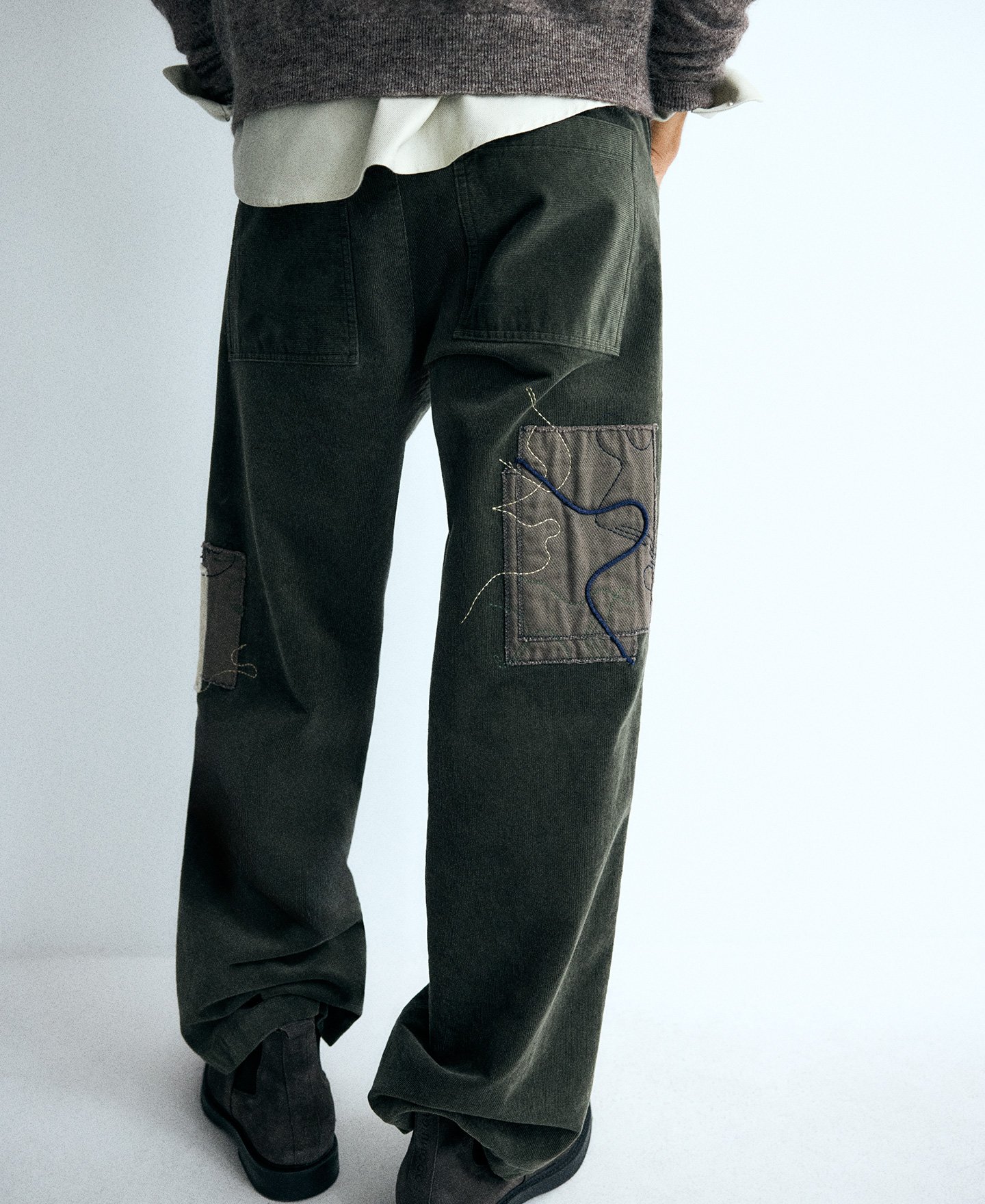 Embroidered corduroy trousers man image number 1