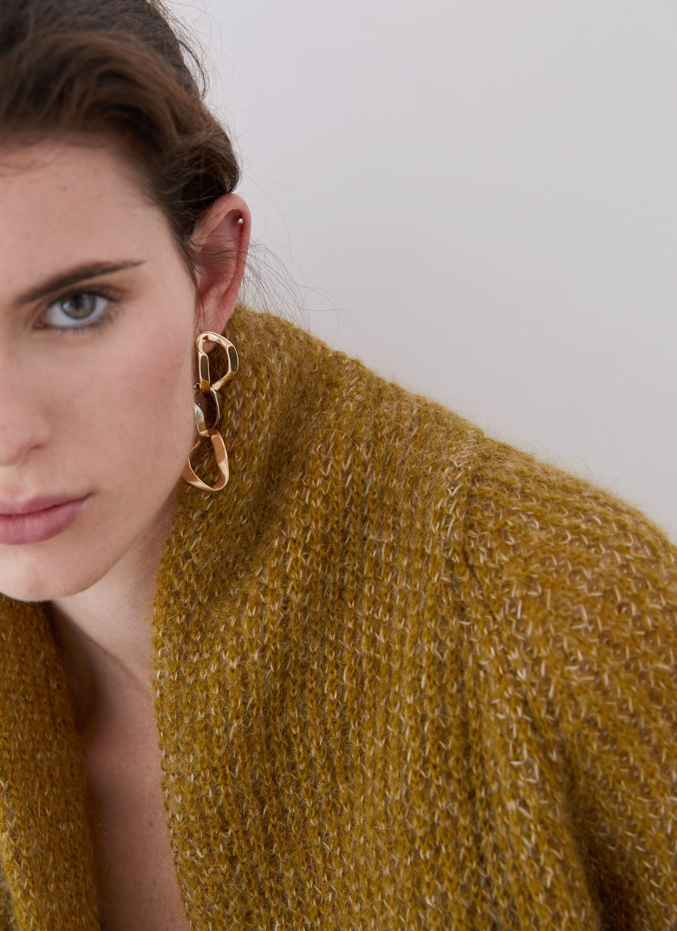 Mohair knit cardigan with jacquard image number 2