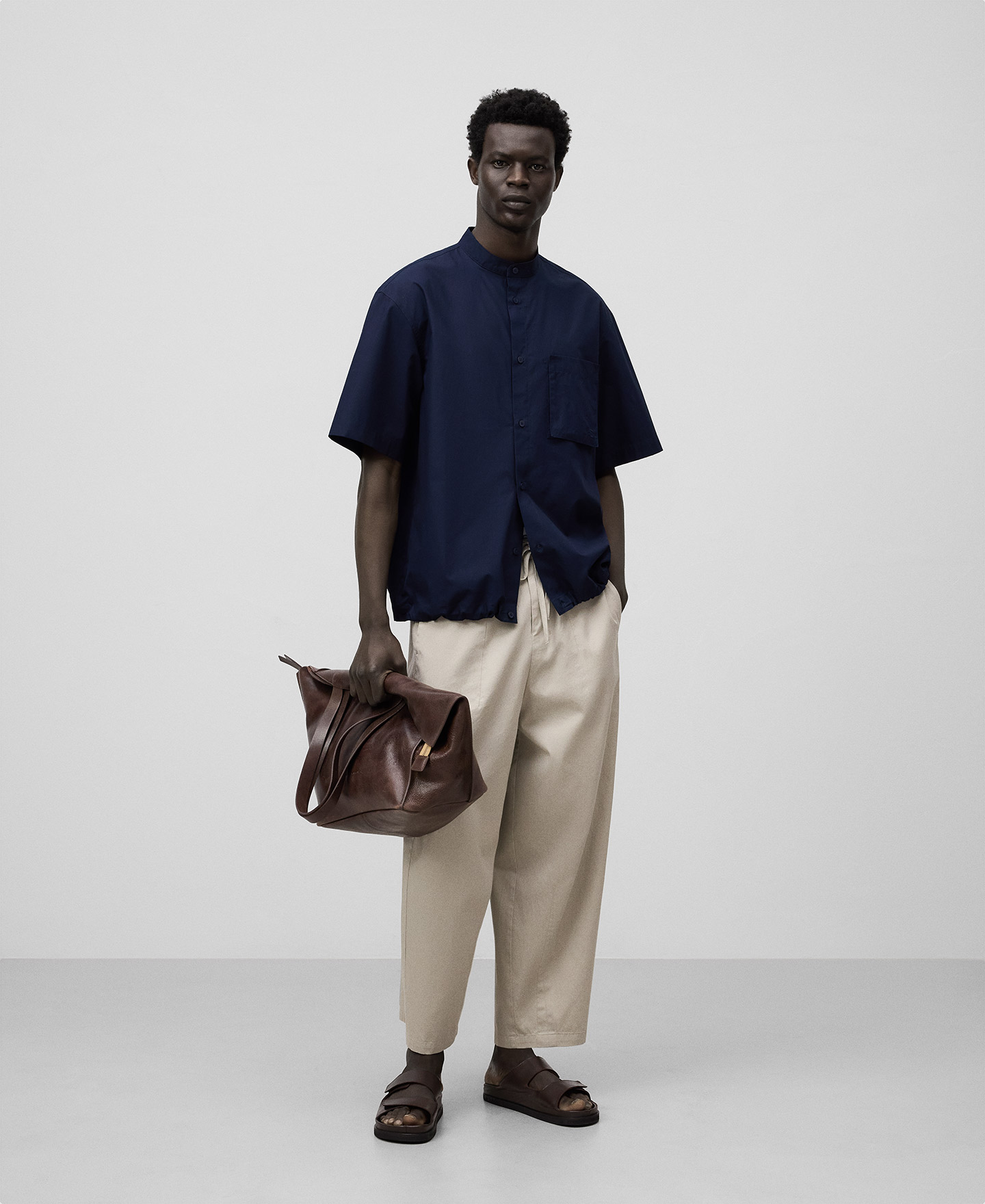 Cotton Mandarin collar shirt man image number 1