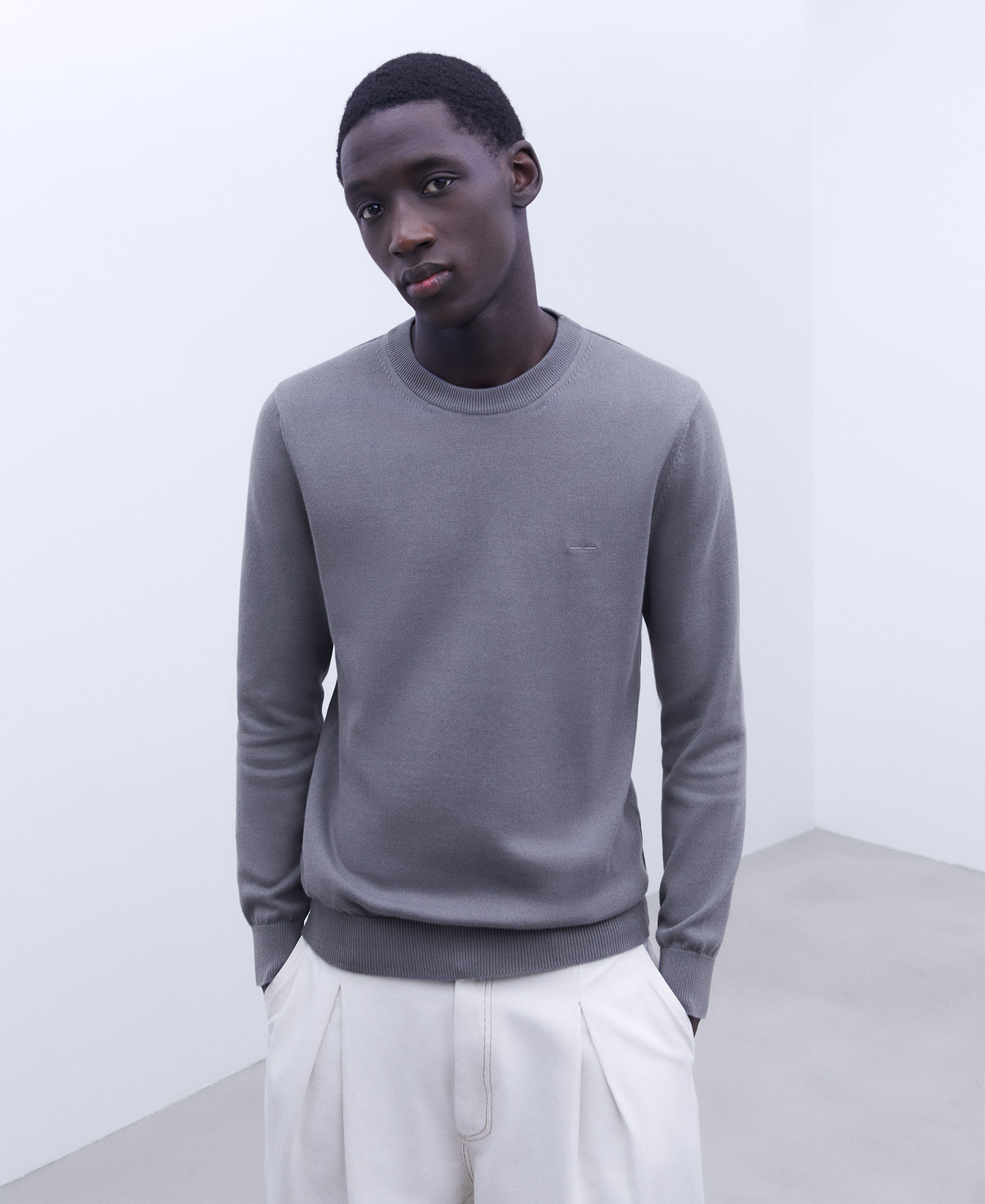 Organic cotton crew neck sweater image number 0