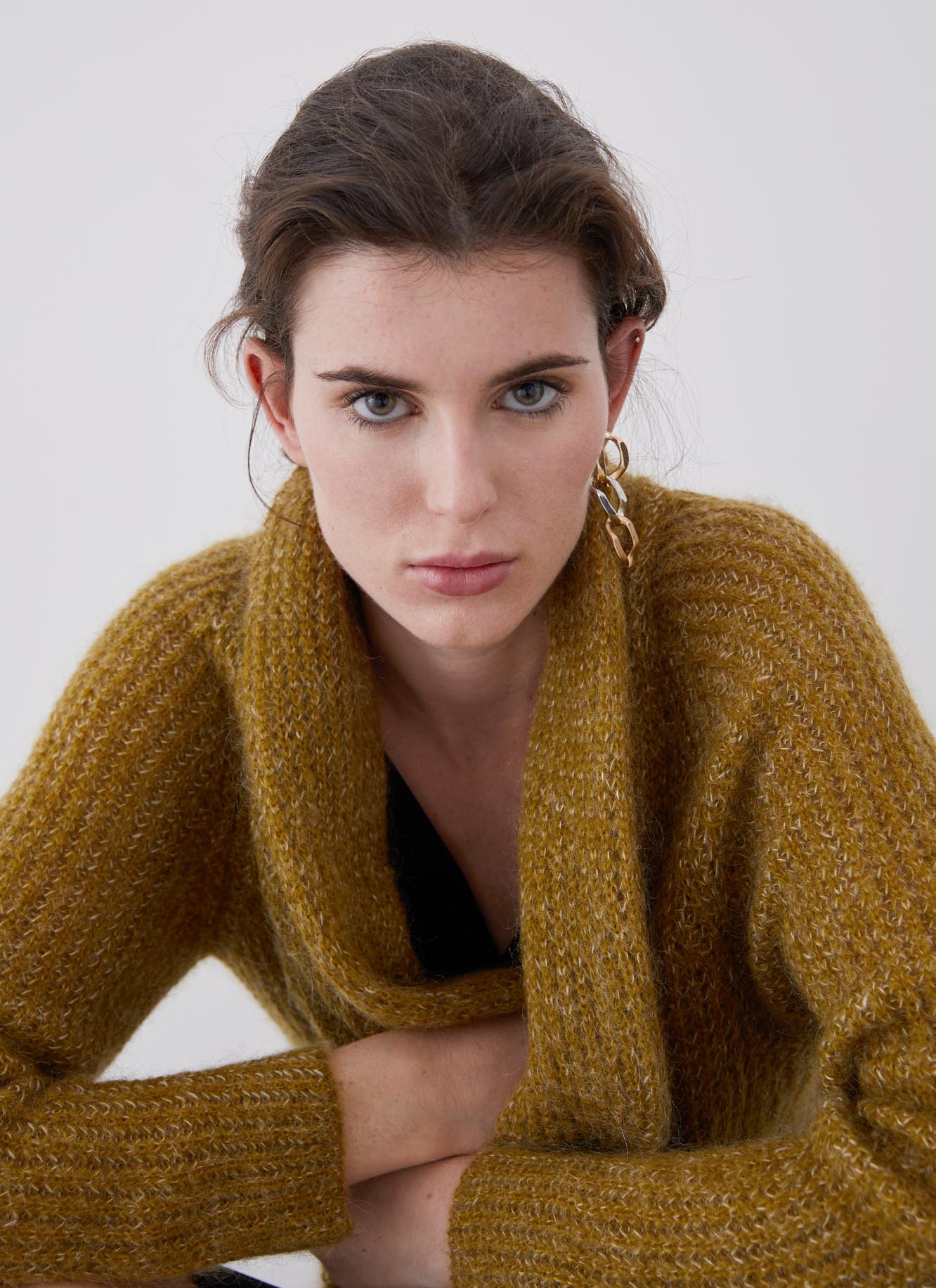 Mohair knit cardigan with jacquard image number 3