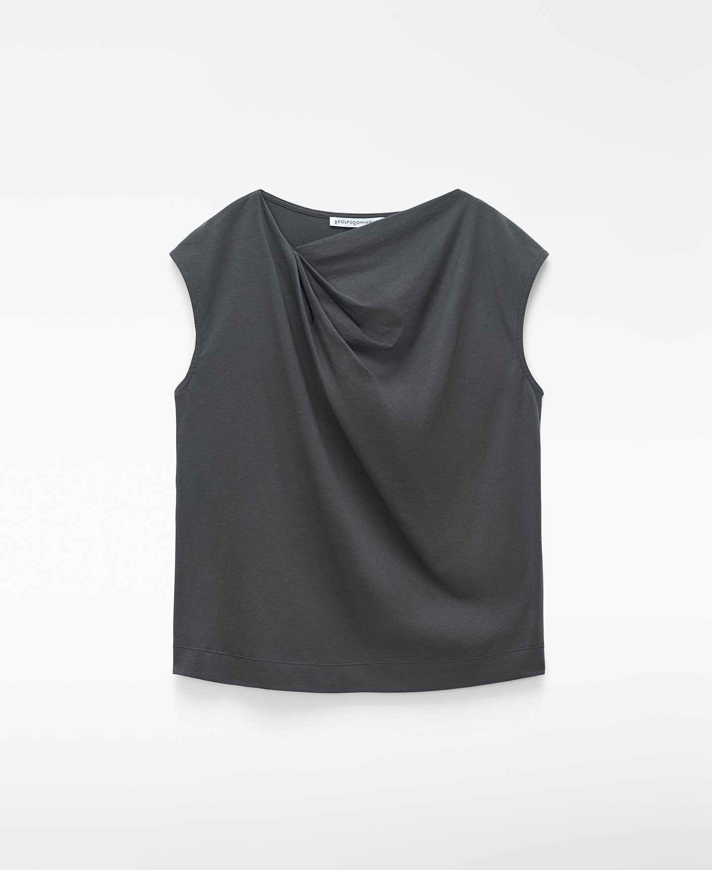 Cotton draped collar straight-cut shirt image number 0