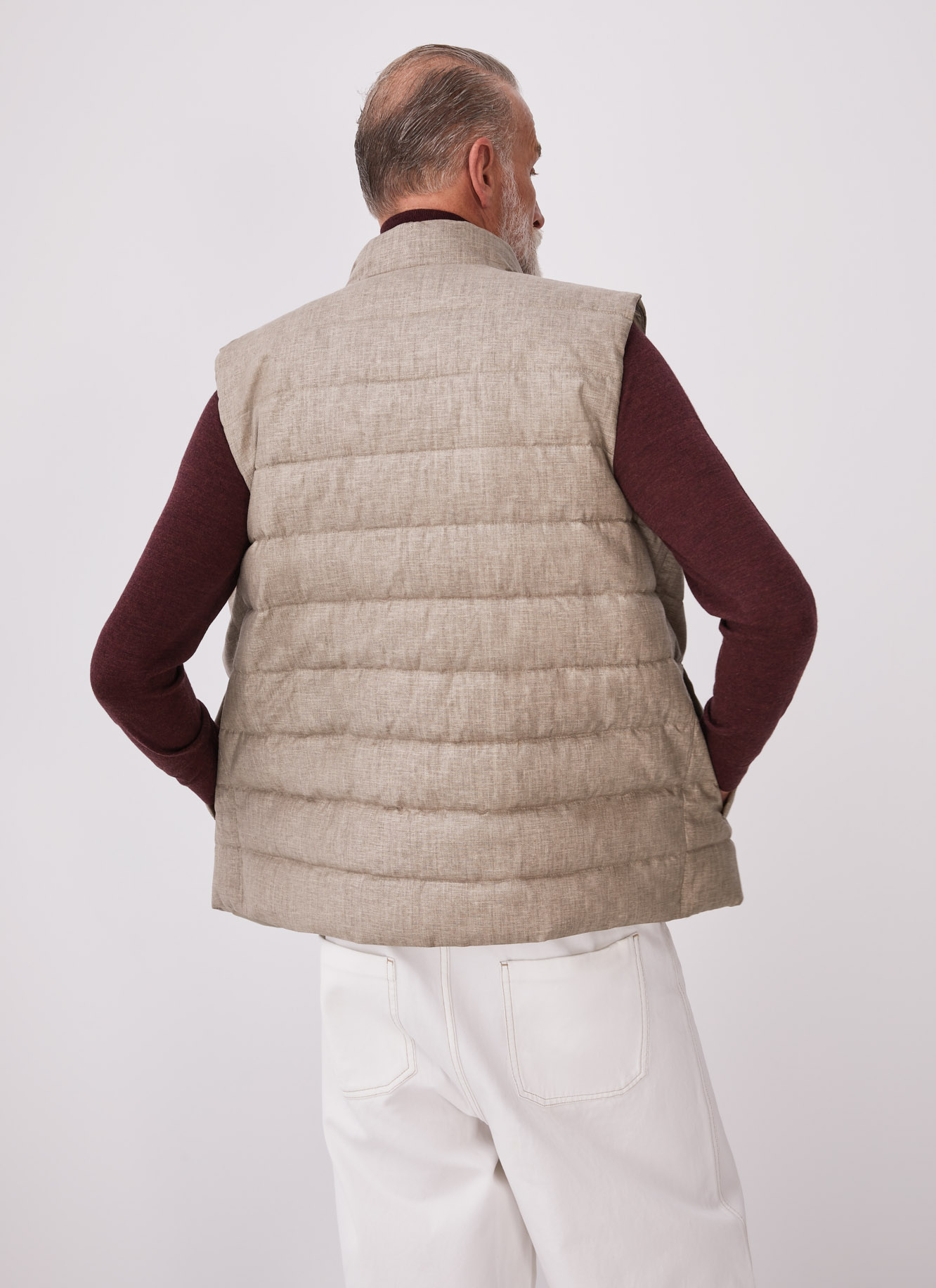 Linen blend padded waistcoat image number 3