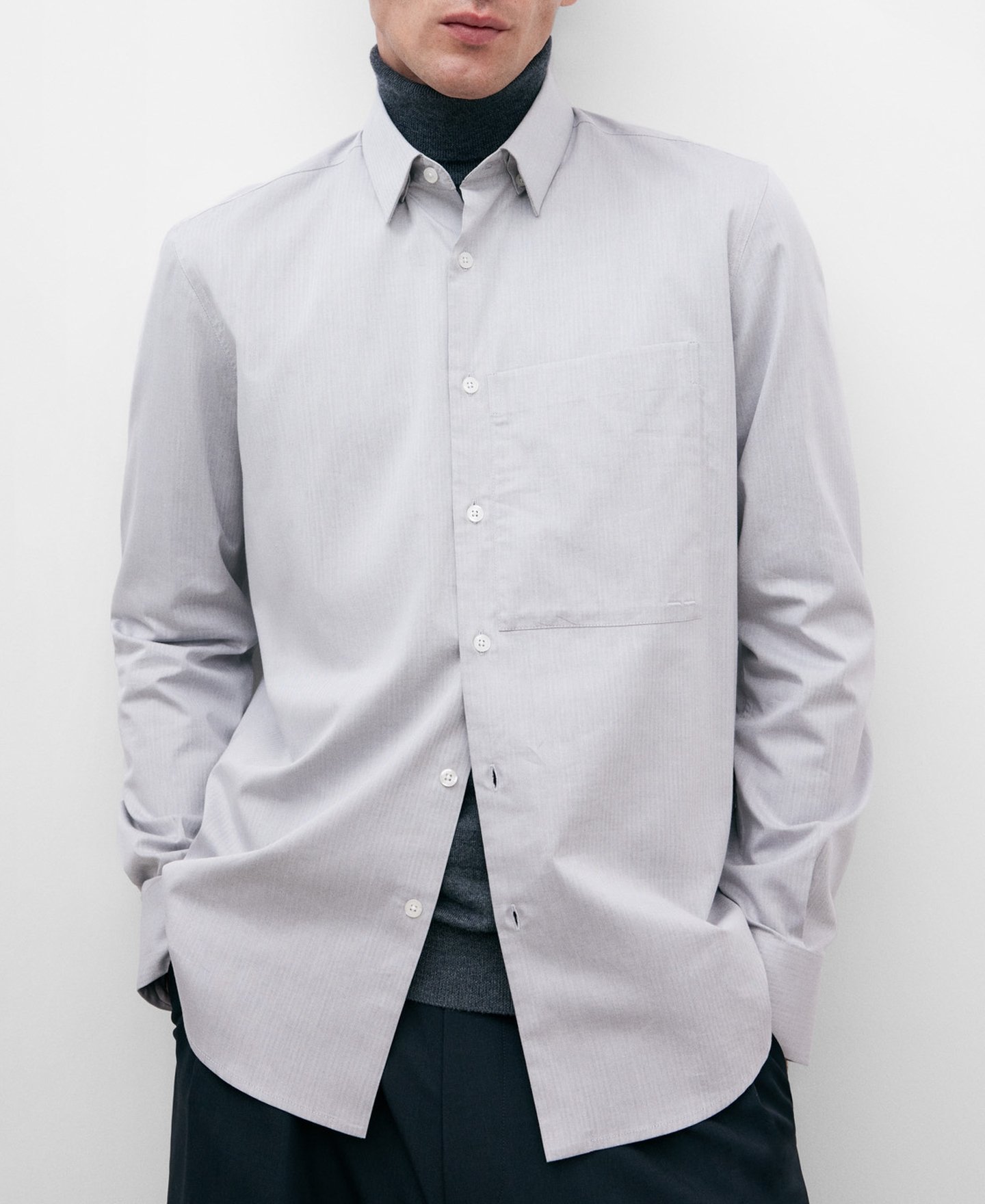 Camisa hombre regular fit algodón gris image number 0