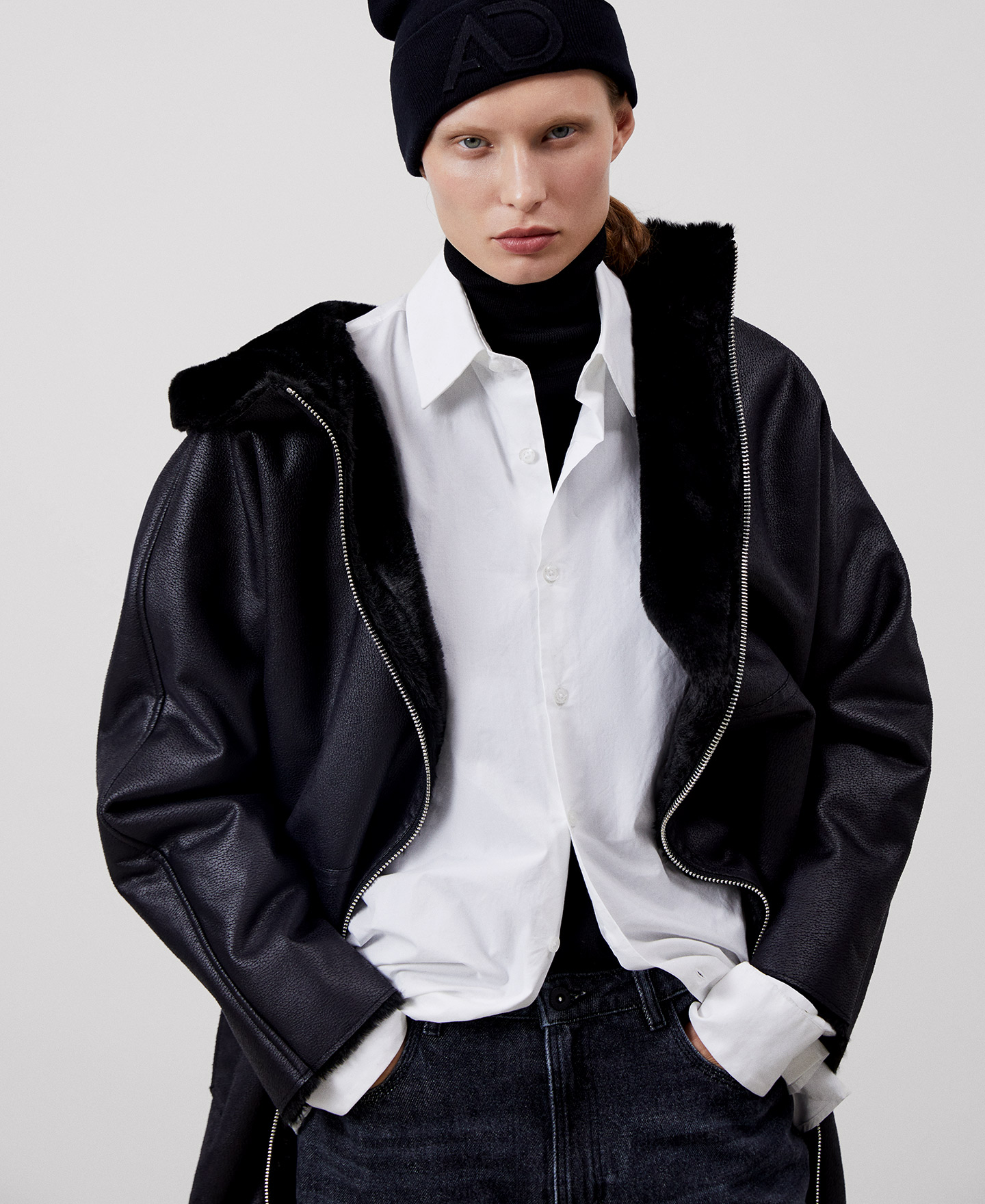 Leather textured coat image number 4