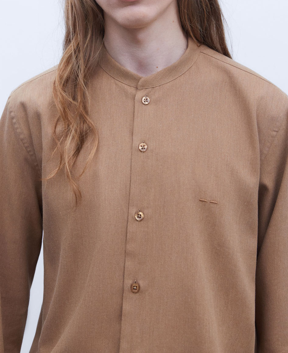 Cotton Mandarin collar shirt image number 3