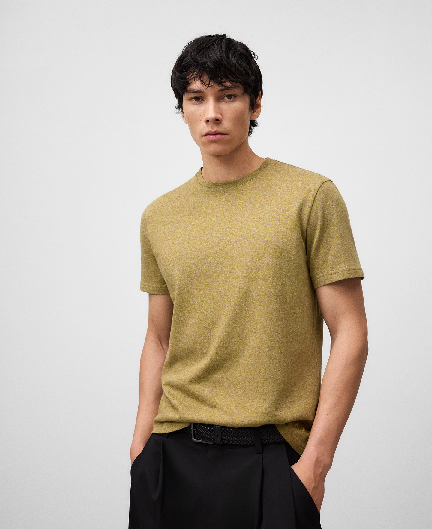 Regular fit heather T-shirt man image number 0