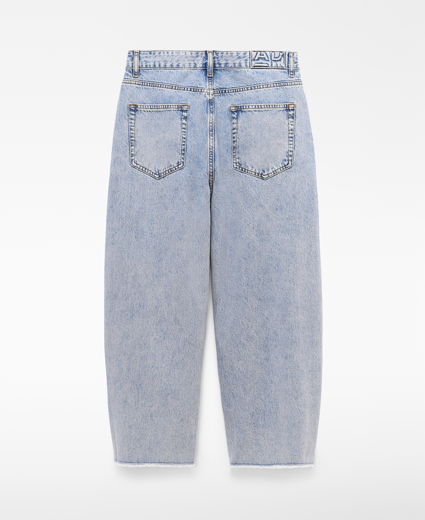Frayed hem barrel fit denim trousers image number 1