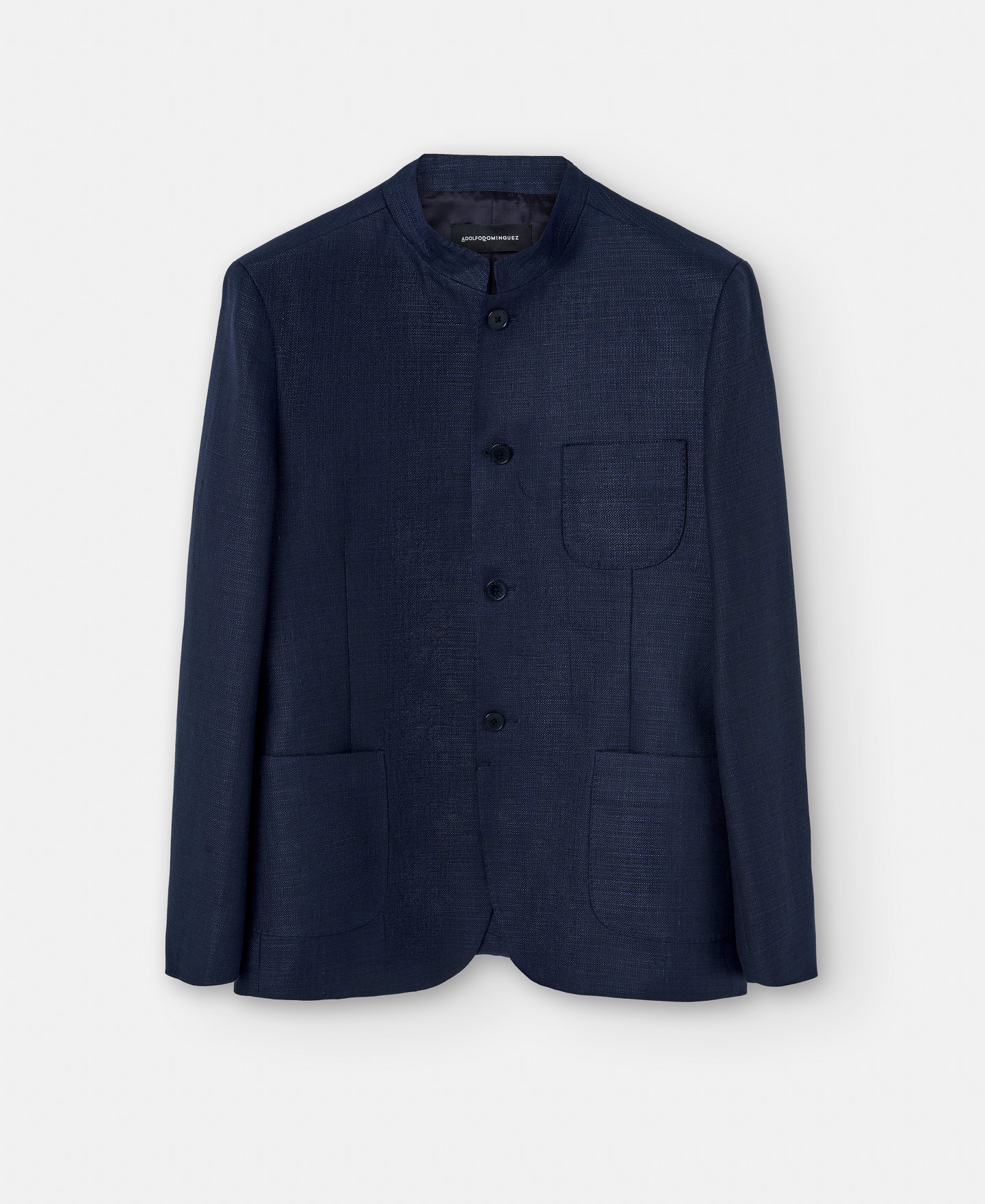 Cotton and linen Mao collar blazer image number 4