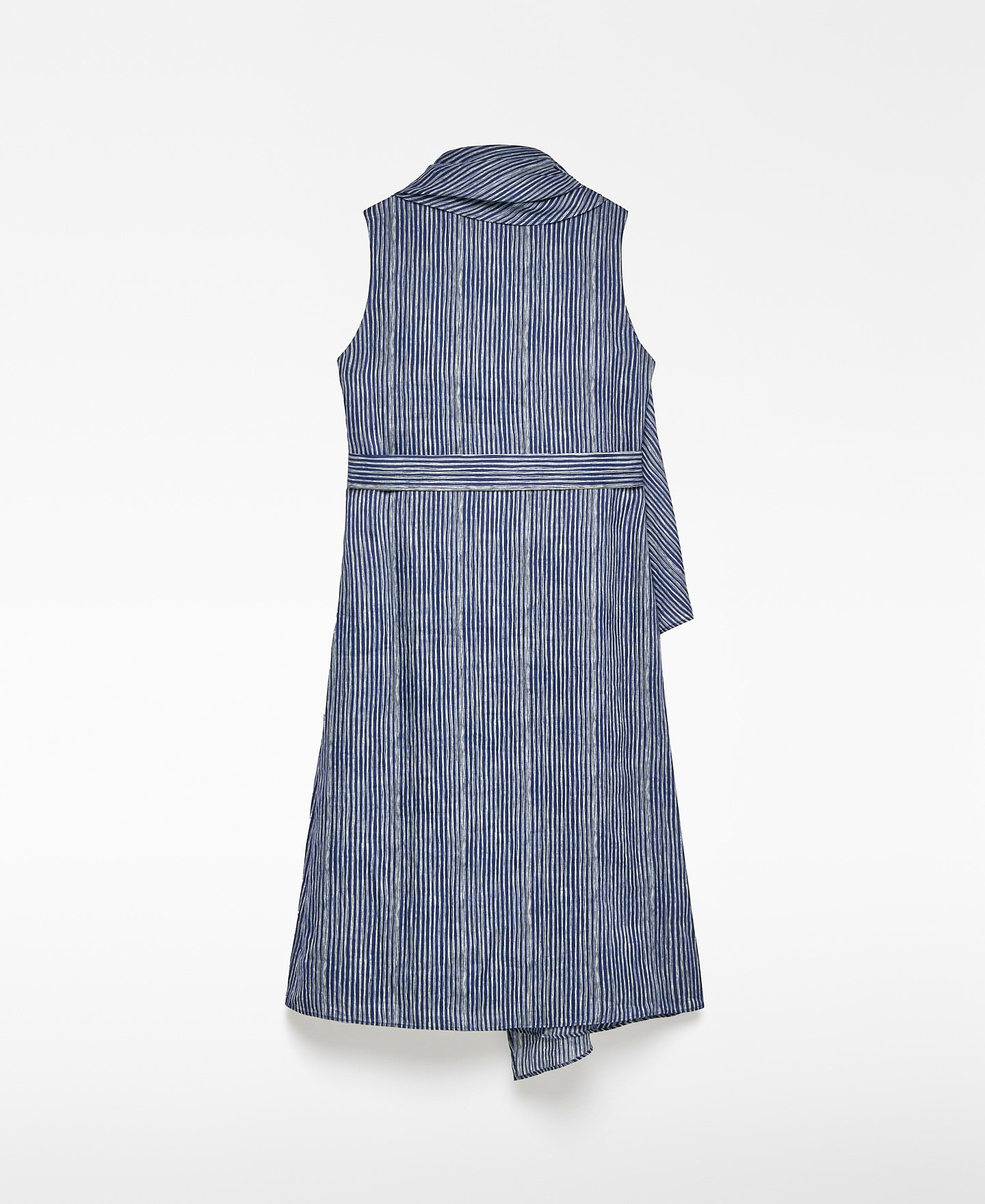 Vestido cuello bufanda rayas ramio mujer image number 5