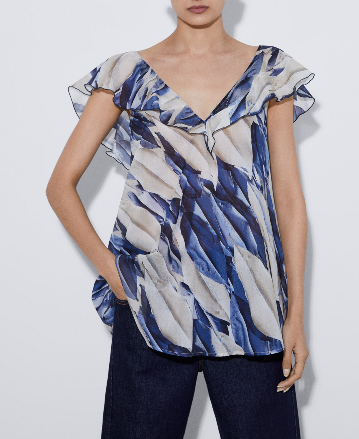 Cotton flared shirt image number 0