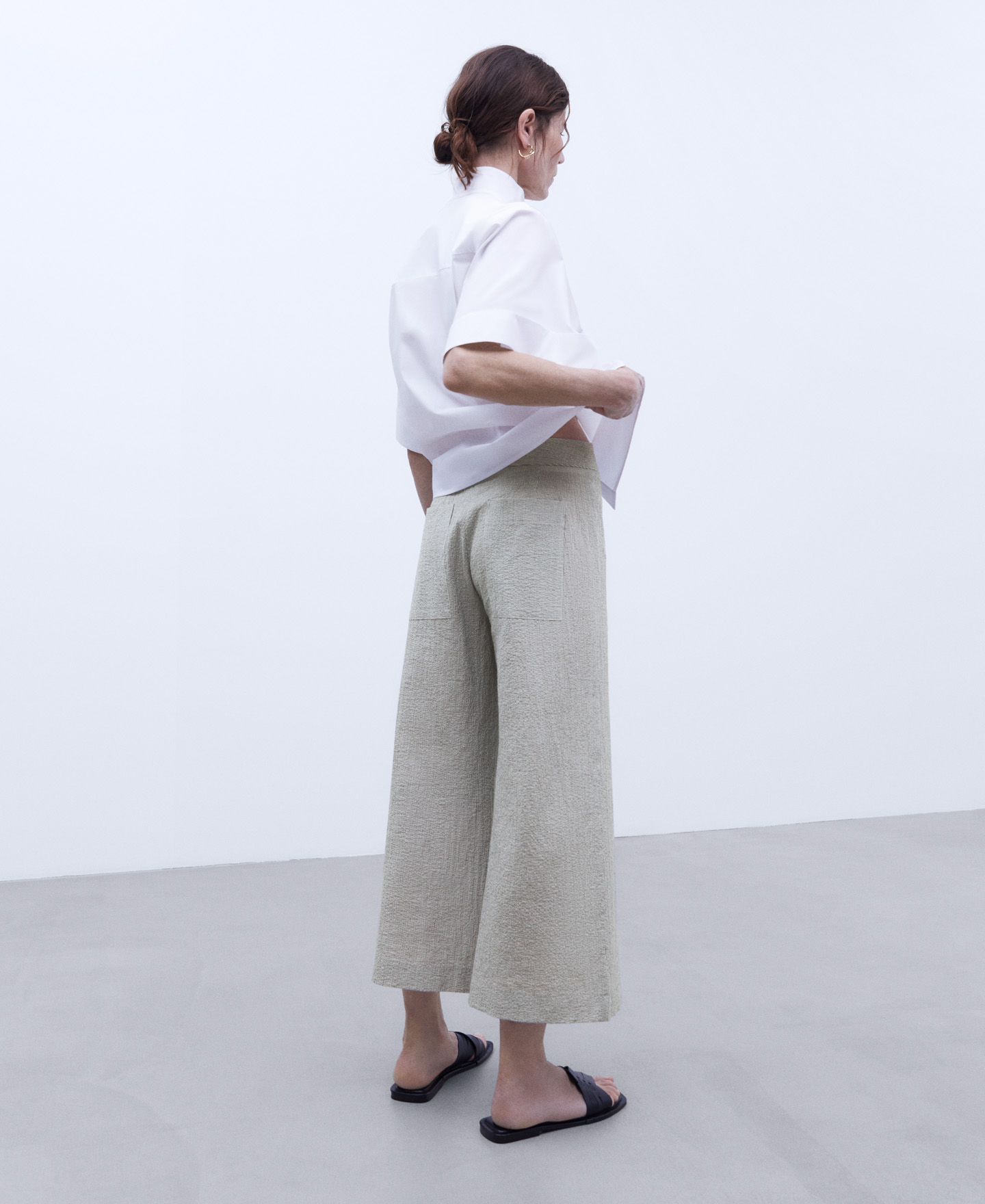 Wide cut cotton trousers image number 0