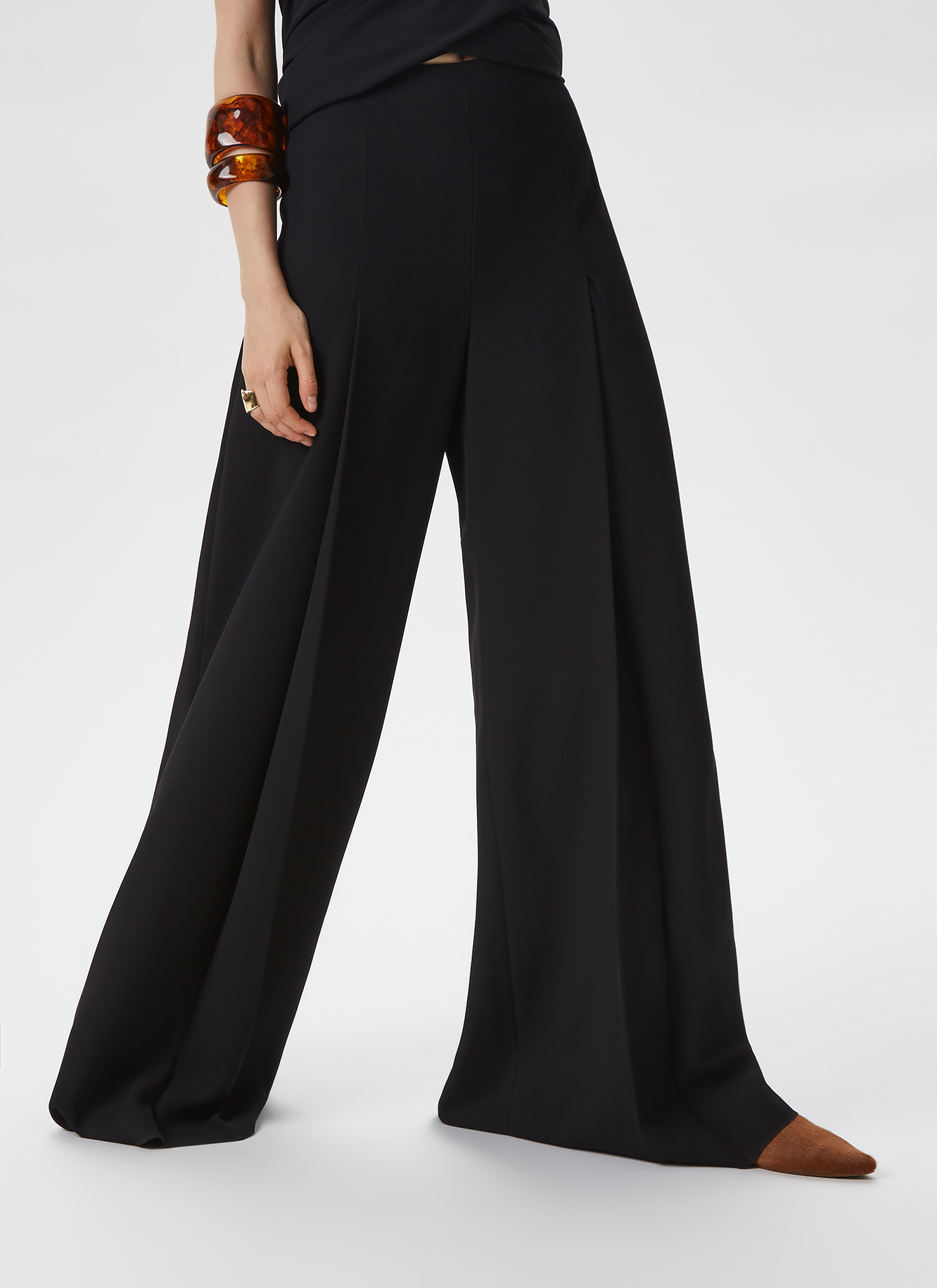 Palazzo trousers with front pleat image number 0