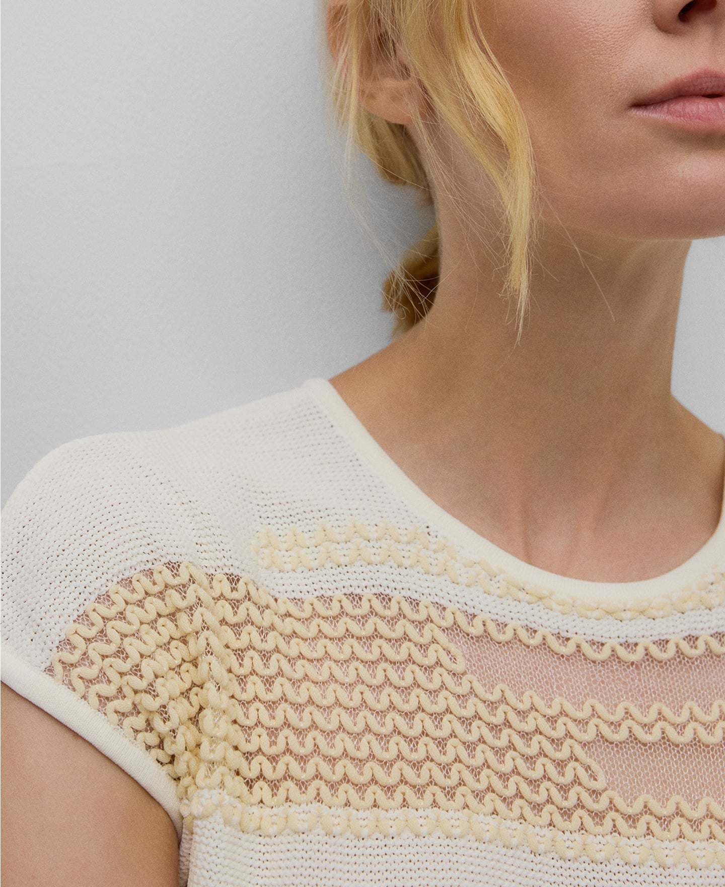 Semi-transparent jacquard sweater woman image number 3
