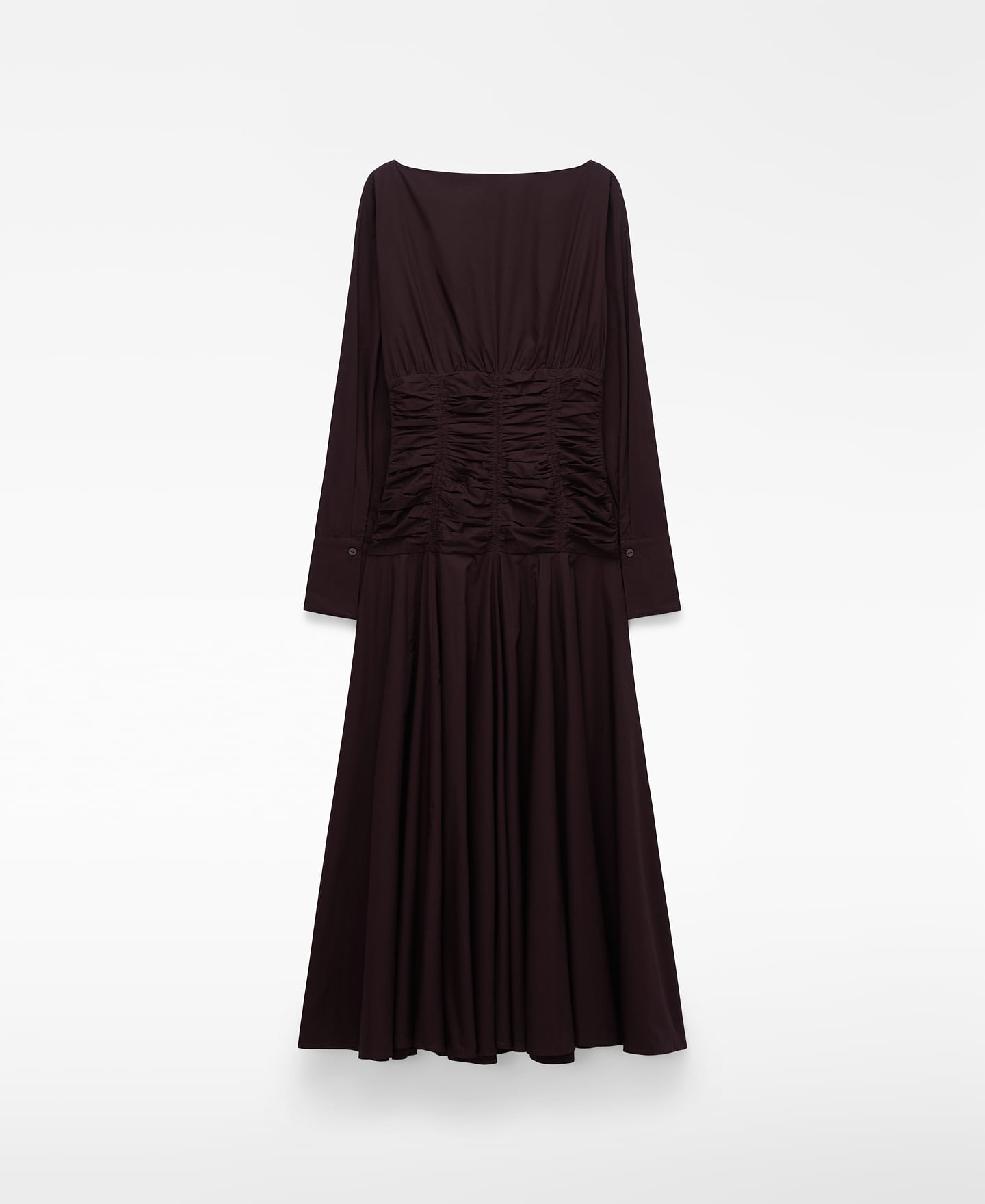 Gathered waist cotton midi dress image number 5