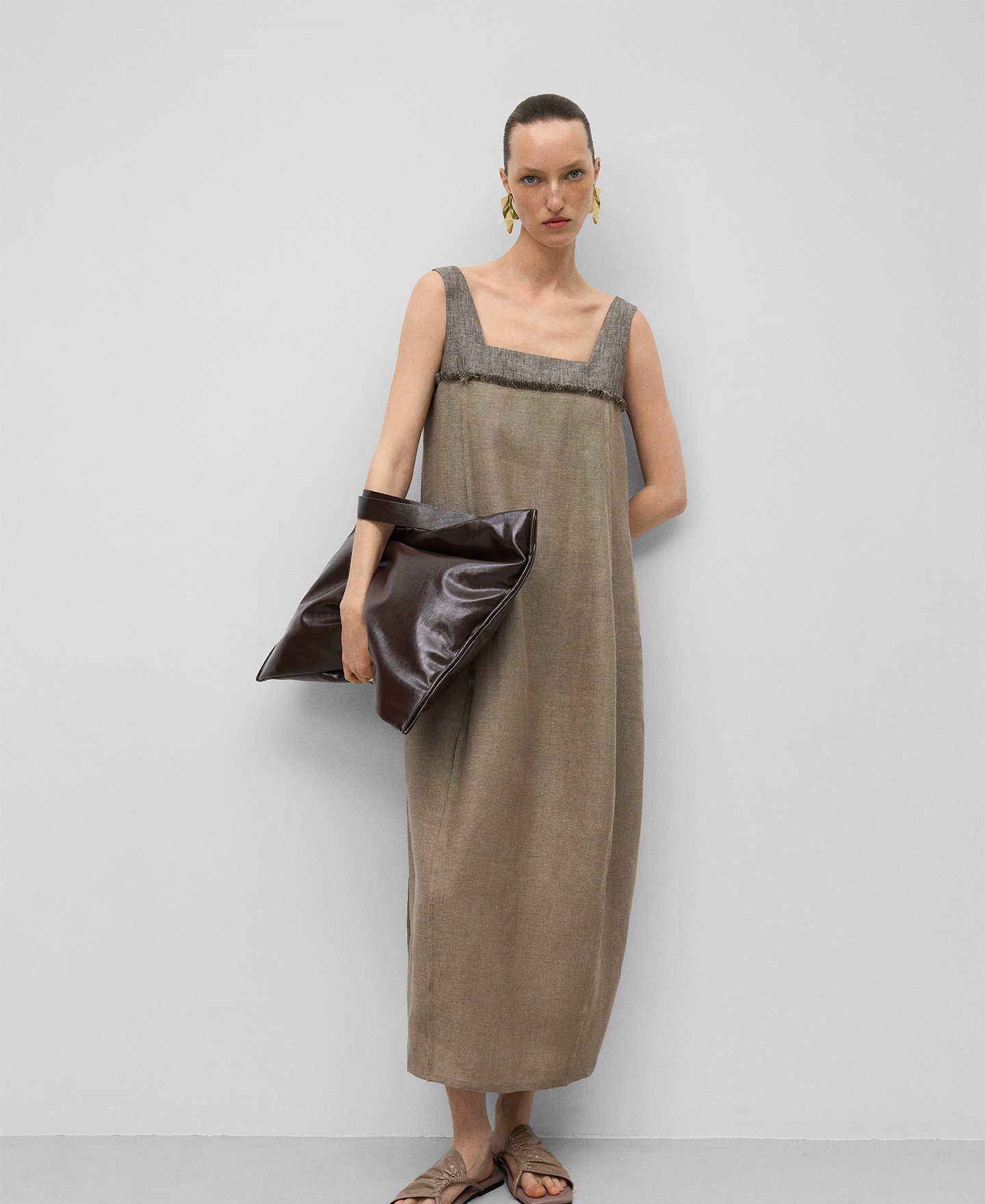European linen midi dress woman image number 0