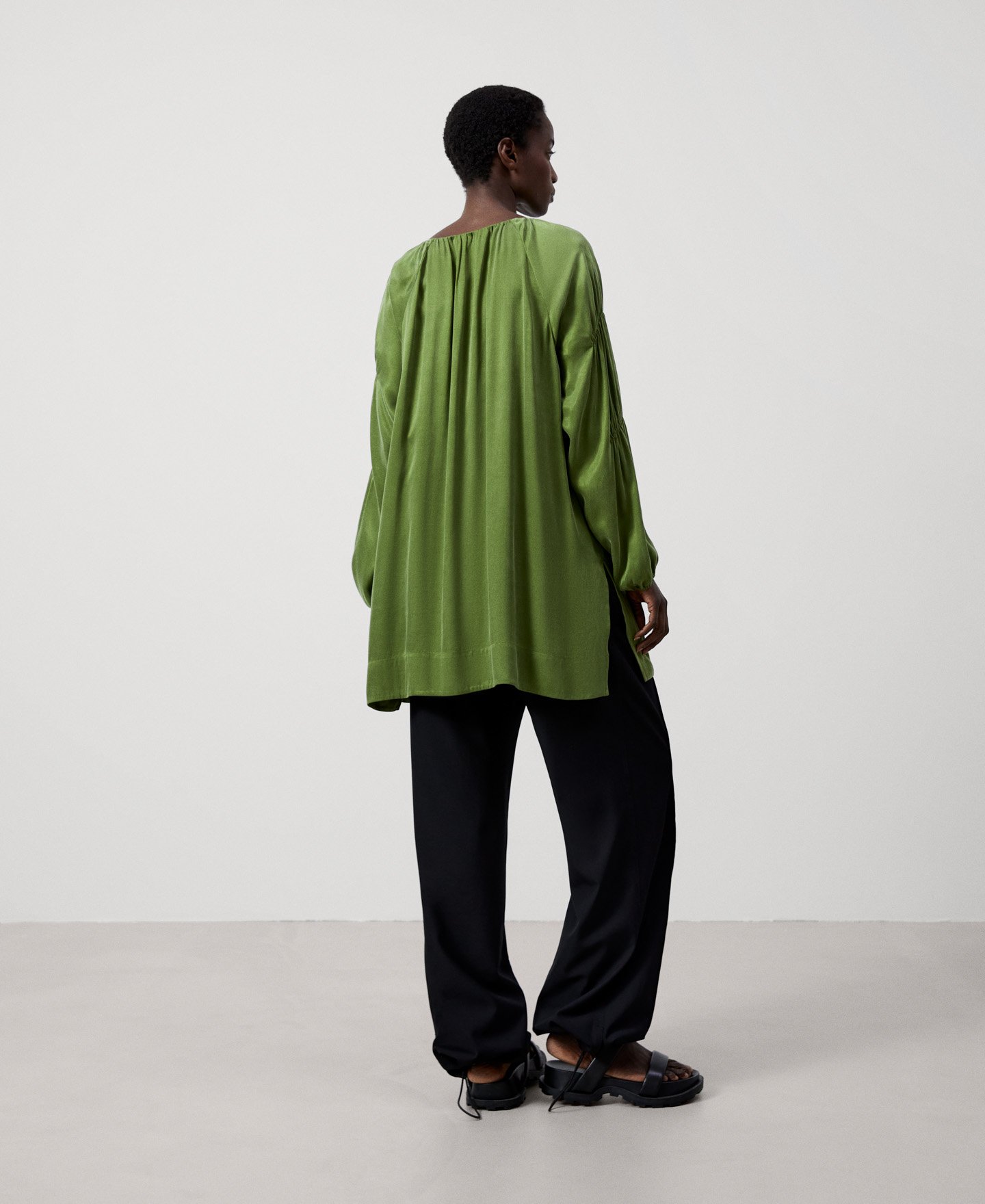 Cupro v-neckline blouse image number 2