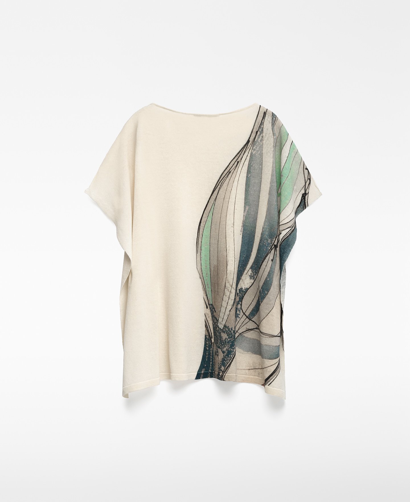 Linen knit printed sweater woman image number 5
