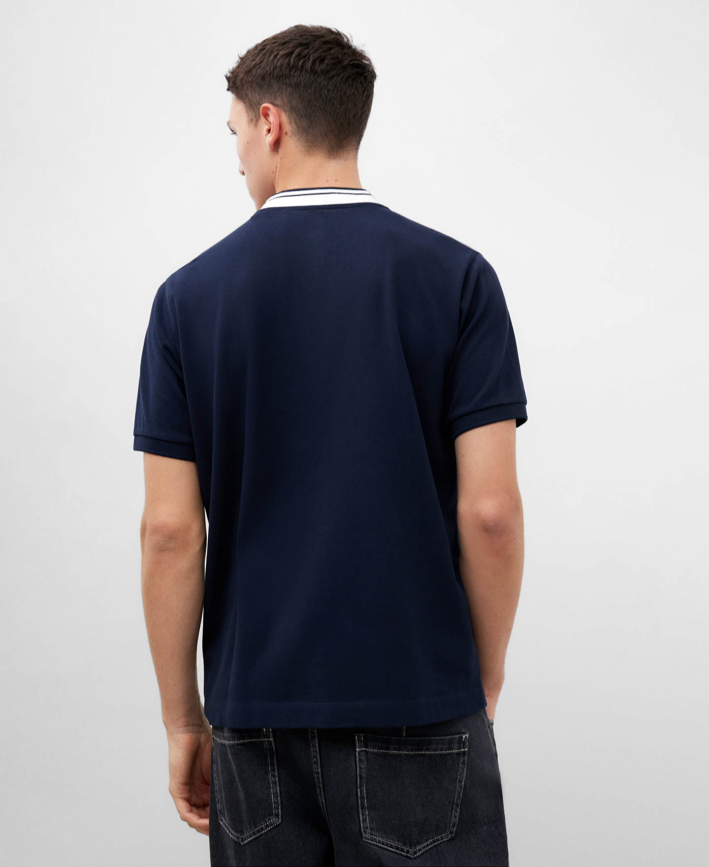 Polo cuello bomber hombre en algodón image number 2