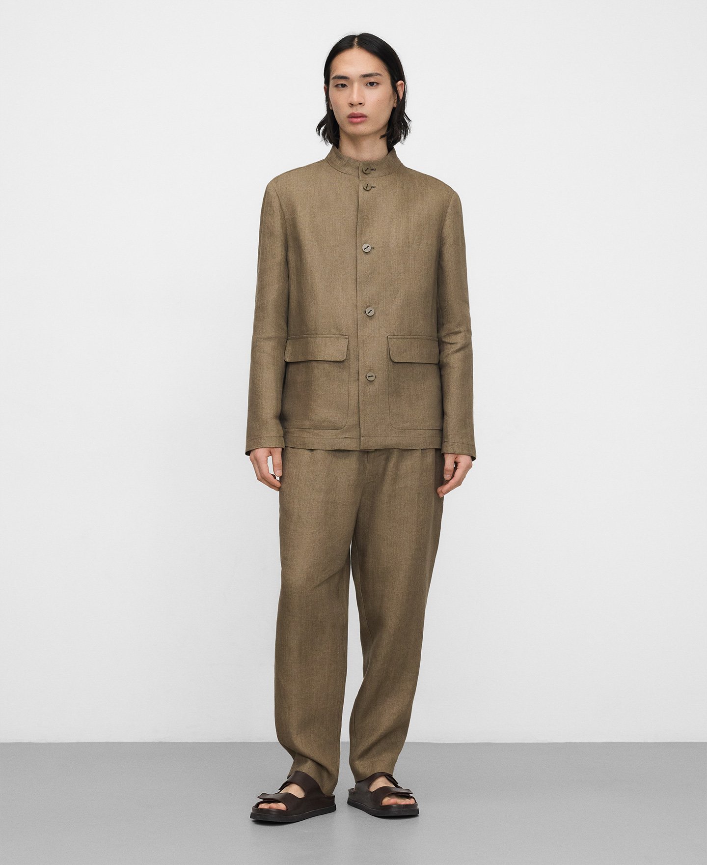 European linen semi-jogger trousers image number 1