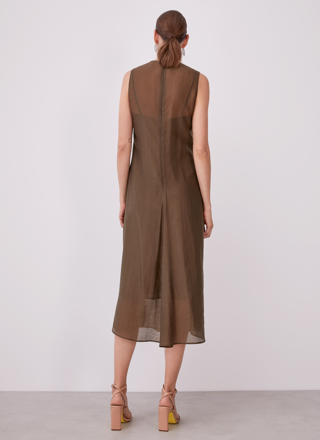 Midi dress with front pleats image number 5