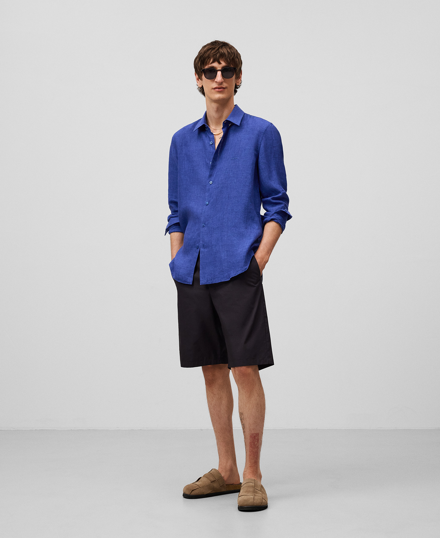 Bermudas em popeline de algodão para homem image number 1