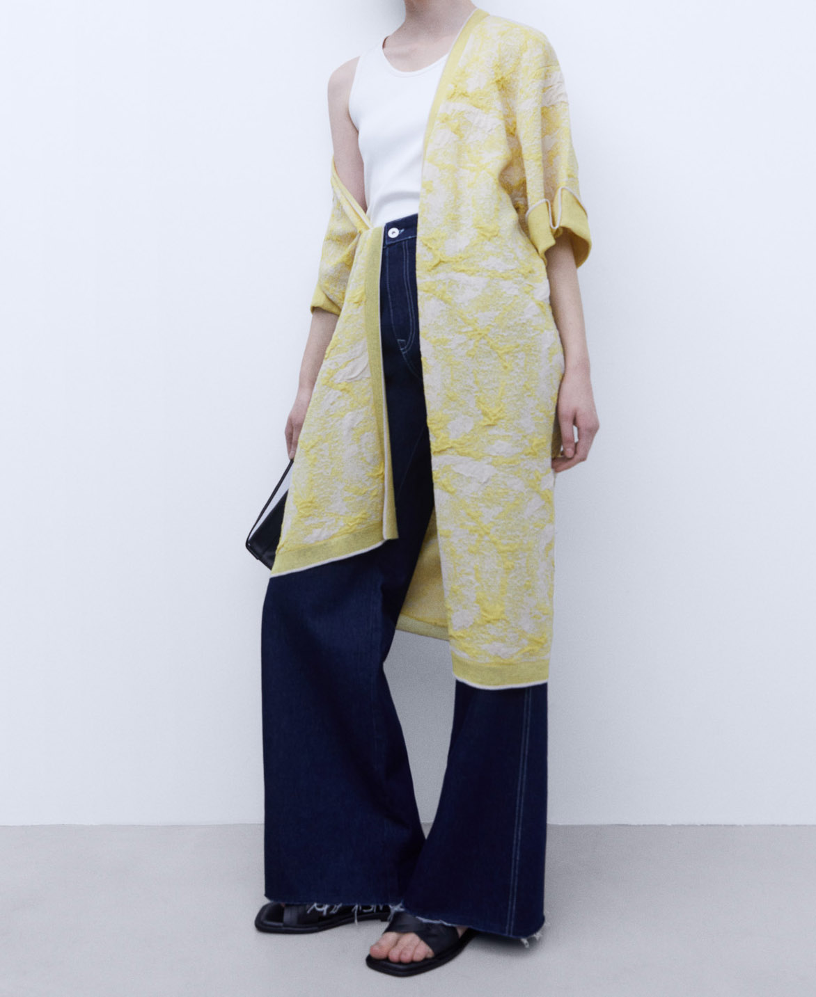 Chaqueta larga en jacquard image number 1